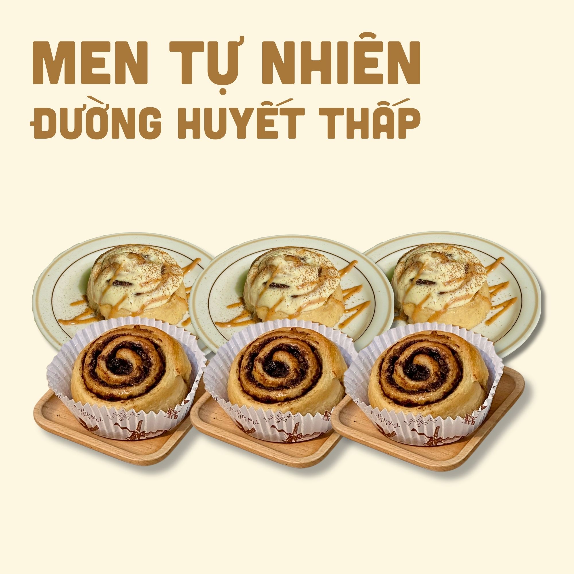 Quế cuộn Truyền thống Caramel - Men tự nhiên Sourdough Ủ 20h Đường huyết thấp