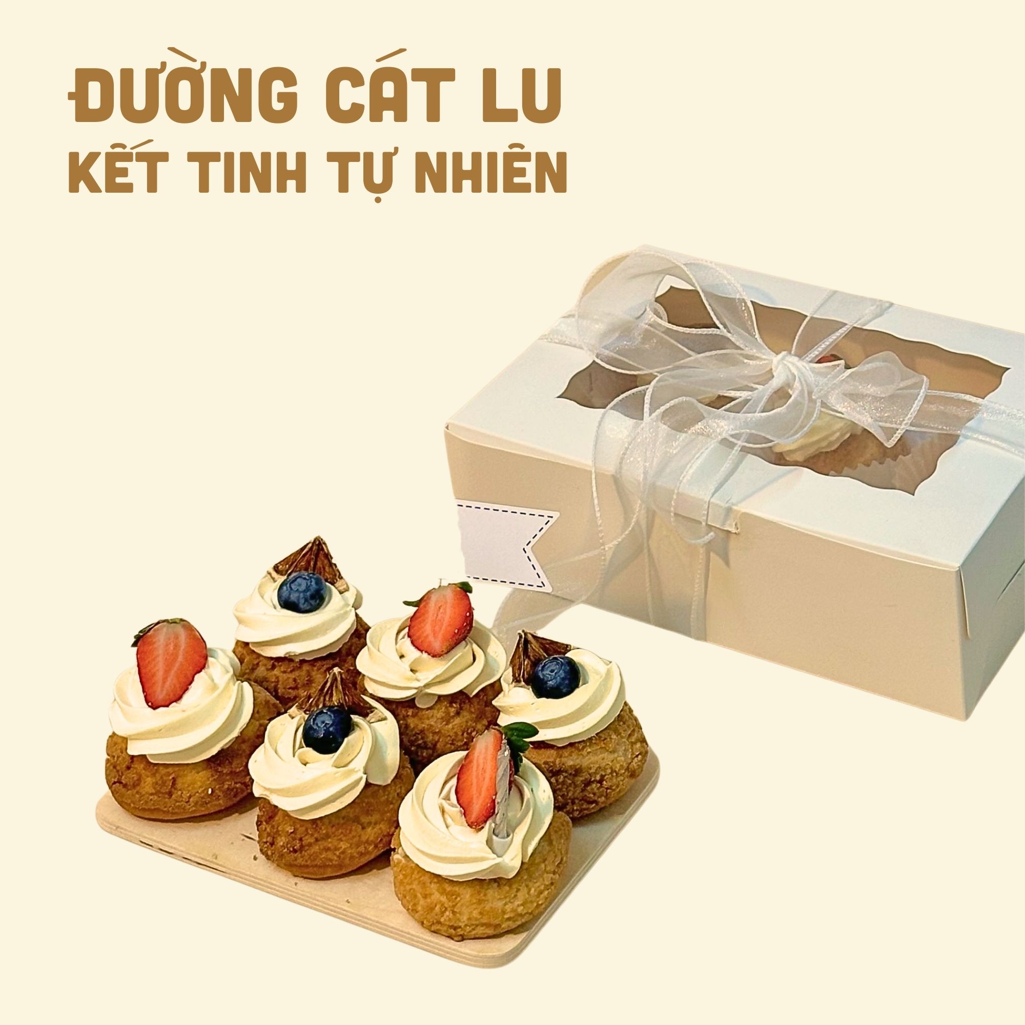 Set Quà Trang Trí Su Kem Vani Nguyên Cám - kèm Ruy Băng, Nến, Thiệp