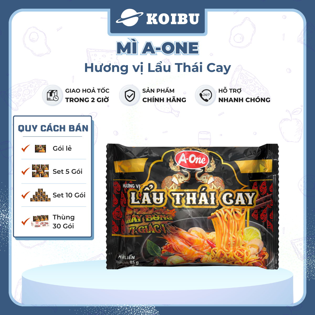 SAIGON VE WONG - Mì A-One hương vị Lẩu thái cay - 85g/gói - 00860