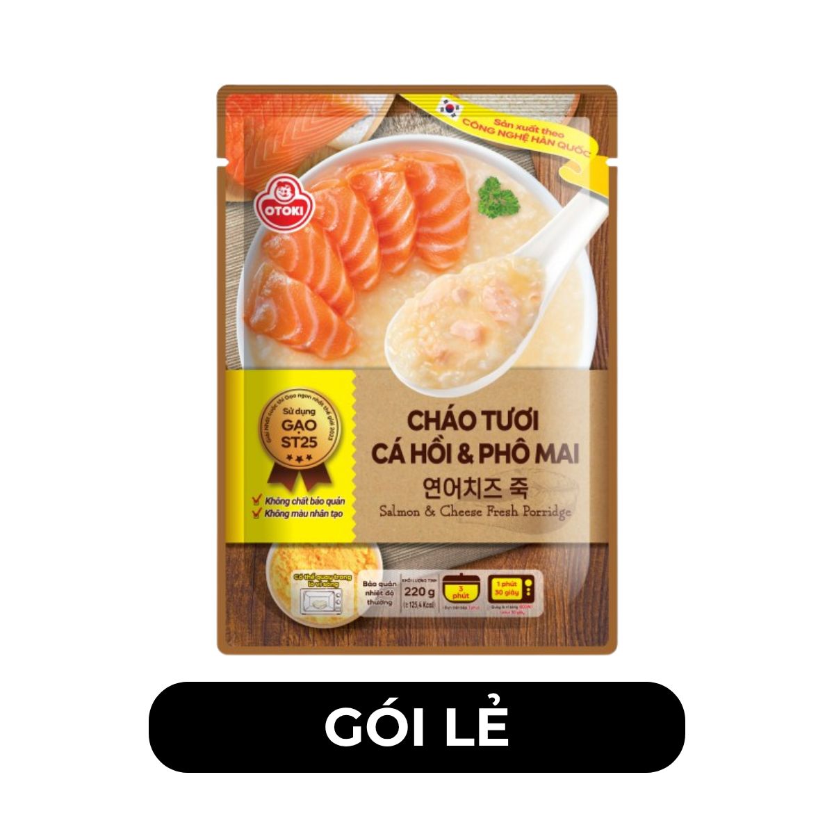 OTOKI - Cháo tươi Otoki hương vị Cá hồi & phô mai, Cháo tươi Ottogi Hàn Quốc, Cháo Otoki ăn liền - 220g/gói - 00189