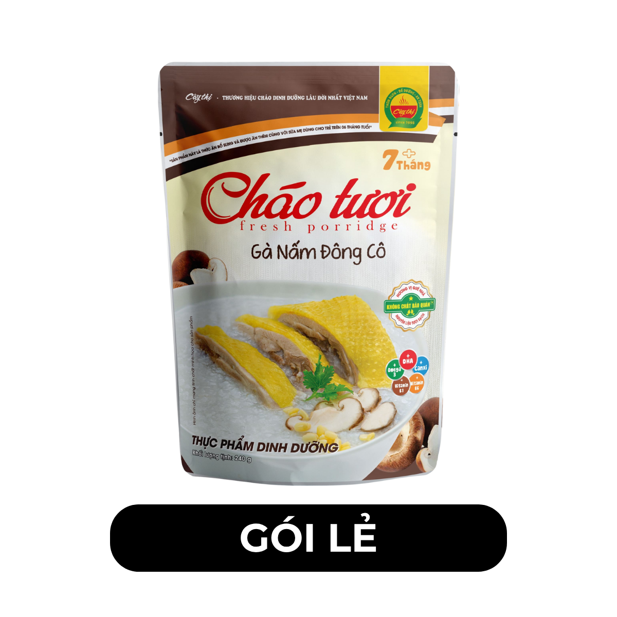 CÂY THỊ - Cháo tươi Cây Thị hương vị Gà nấm đông cô, Cháo tươi gà nấm đông cô Cây Thị, Cháo Cây Thị - 240g/gói - 00739