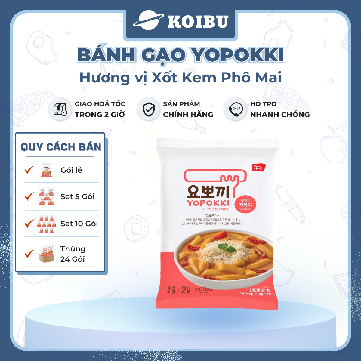 YOUNG POONG- Tokbokki Hàn Quốc Yopokki hương vị Xốt Kem Phô Mai, Tokbokki  Yopokki, Bánh gạo Yopokki Hàn Quốc 240g/gói - 00872