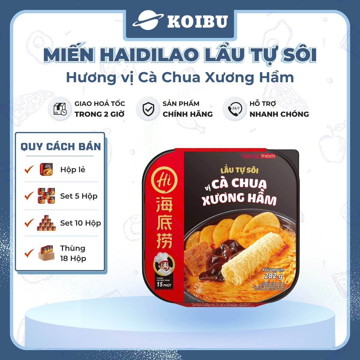 YIHAI - Lẩu tự sôi Haidilao hương vị Cà chua xương hầm, Lẩu tự sôi Hadilao cà chua xương hầm - 282g/hộp - 00785