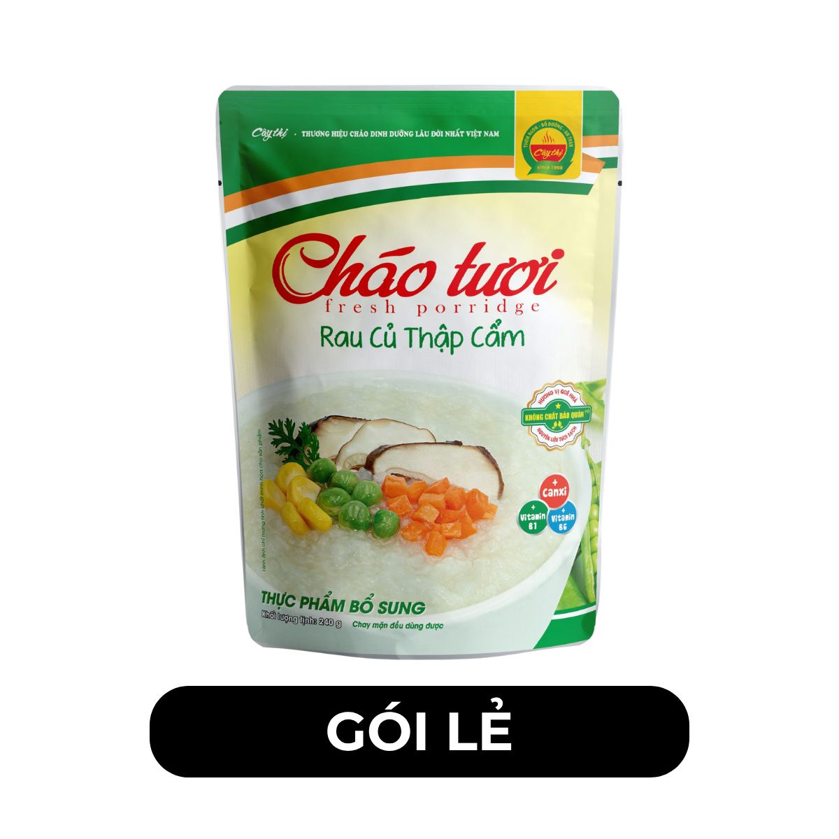 CÂY THỊ - Cháo tươi Cây Thị hương vị Rau củ thập cẩm, Cháo tươi rau củ thập cẩm Cây Thị ăn liền - 240g/gói - 00741