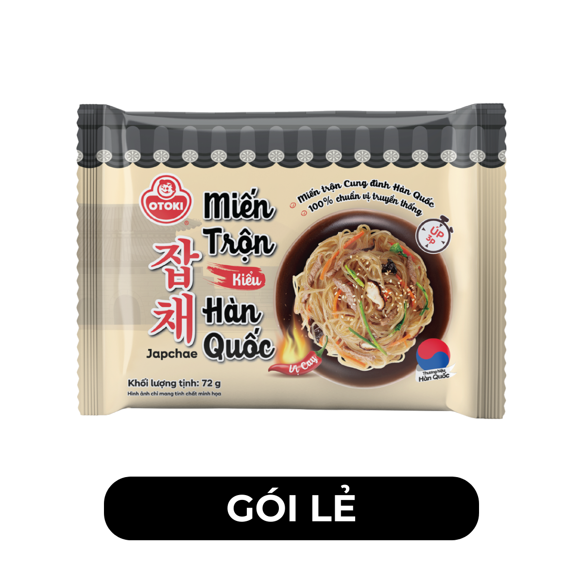 OTTOGI - Miến trộn Otoki kiểu Hàn Quốc vị cay, Miến trộn kiểu Hàn Quốc Japchae Otoki, Miến Ottogi - 72g/gói - 00643