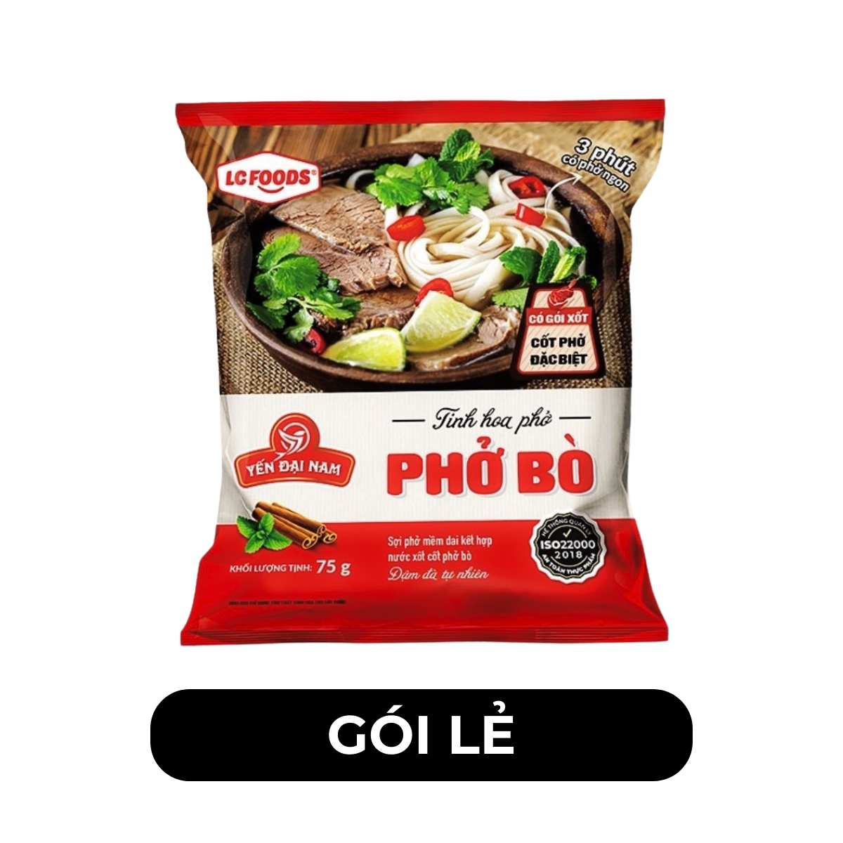 LC FOODS - Phở Yến Đại Nam hương vị Bò, Phở Yến Đại Nam LC Foods, Phở bò ăn liền Yến Đại Nam - 75g/ gói - 00638