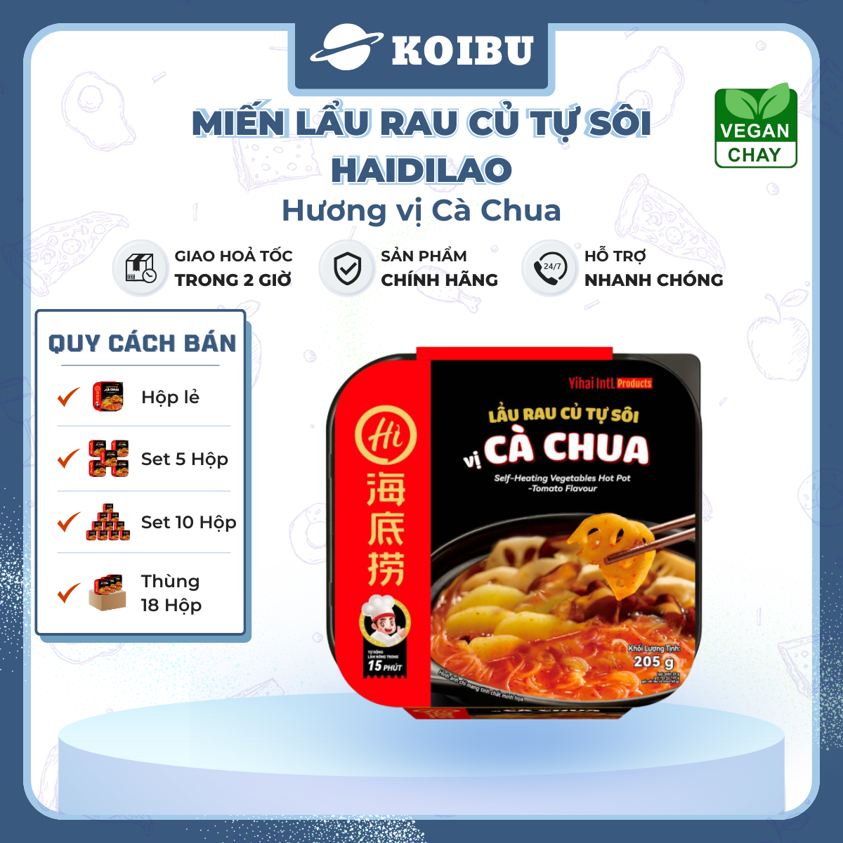 YIHAI - Lẩu rau củ tự sôi Haidilao hương vị cà chua, Hadilao Lẩu rau củ cà chua Hadilao ăn liền - 205g/hộp - 00830