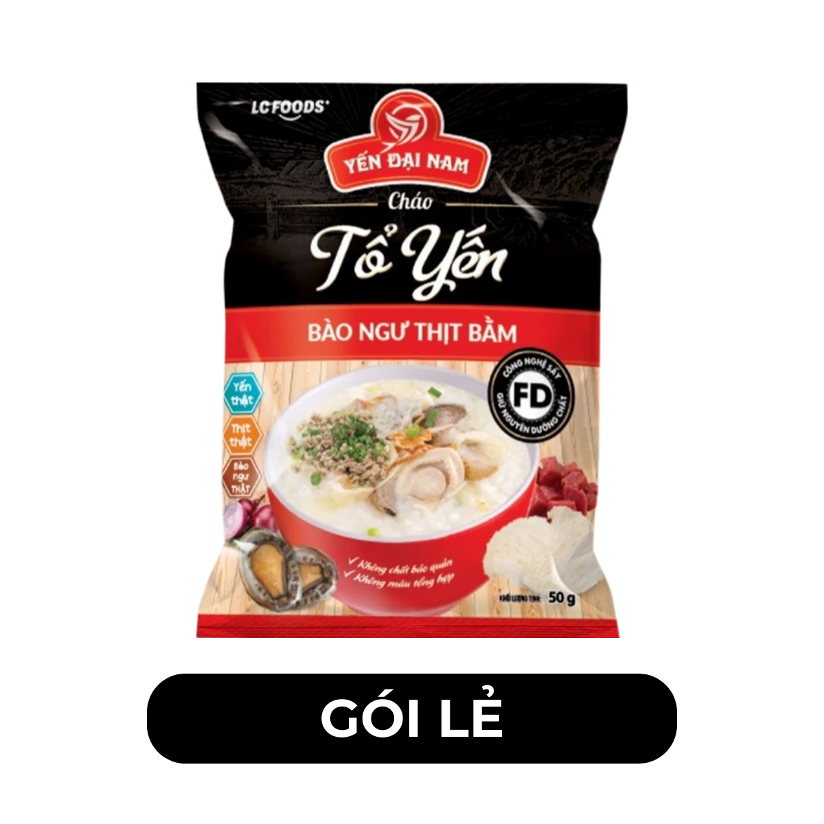 LC FOODS - Cháo tổ yến Yến Đại Nam hương vị Bào ngư thịt bằm, Cháo tổ yến Đại Nam bào ngư thịt bằm - 50g/gói - 00703