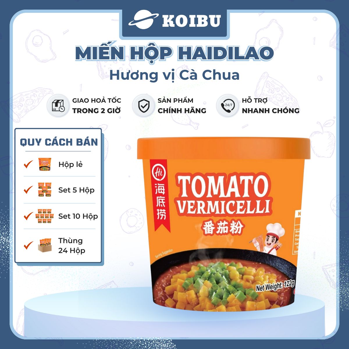 YIHAI - Miến hộp Haidilao hương vị Cà chua, Haidilao miến cà chua Haidilao hộp, Miến Haidiao ăn liền 122g/hộp - 00820