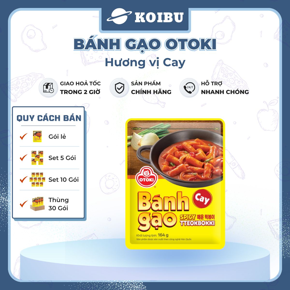 OTOKI - Bánh gạo Otoki hương vị Cay, Otoki bánh gạo cay Otoki Jin, Ottogi bánh gạo cay Jin Ottogi - 164g/gói - 00690