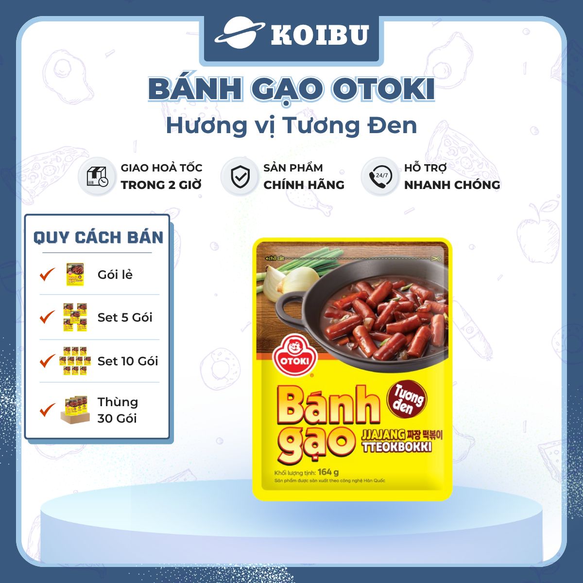 OTOKI - Bánh gạo Otoki hương vị Tương đen, Bánh gạo Tương đen Otoki Jin, Bánh gạo tương đen Jin Ottogi - 164g/gói - 00689