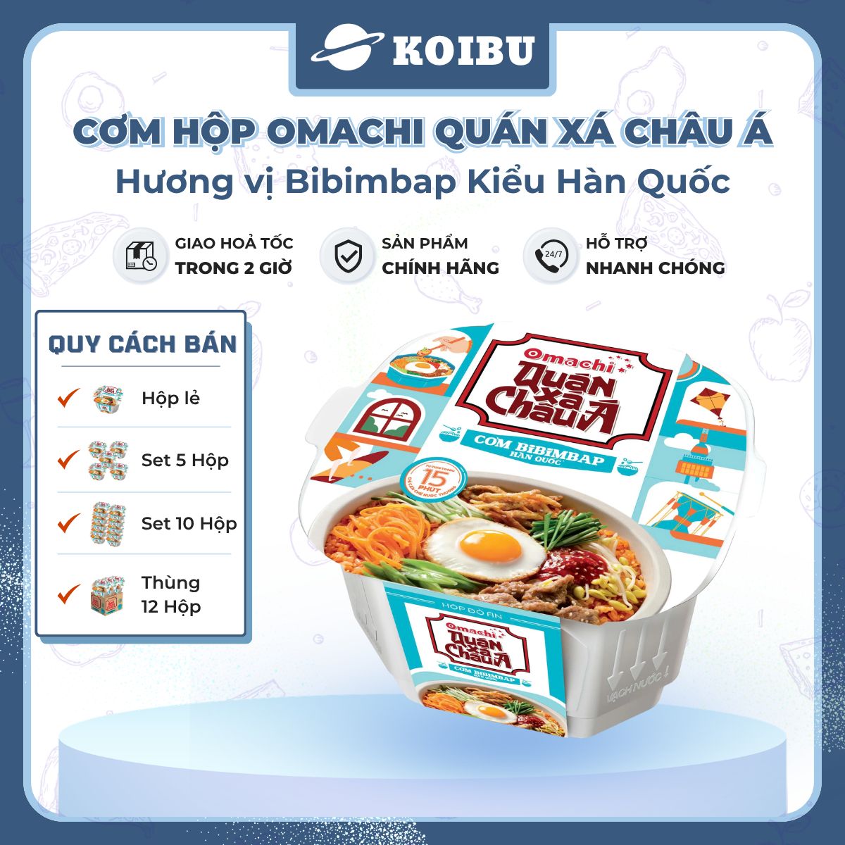 MASAN - Cơm Omachi quán xá châu Á hương vị Bibimbap Hàn Quốc, Cơm tự chín Bibimbap Hàn Quốc Omachi - 192g/hộp - 00781