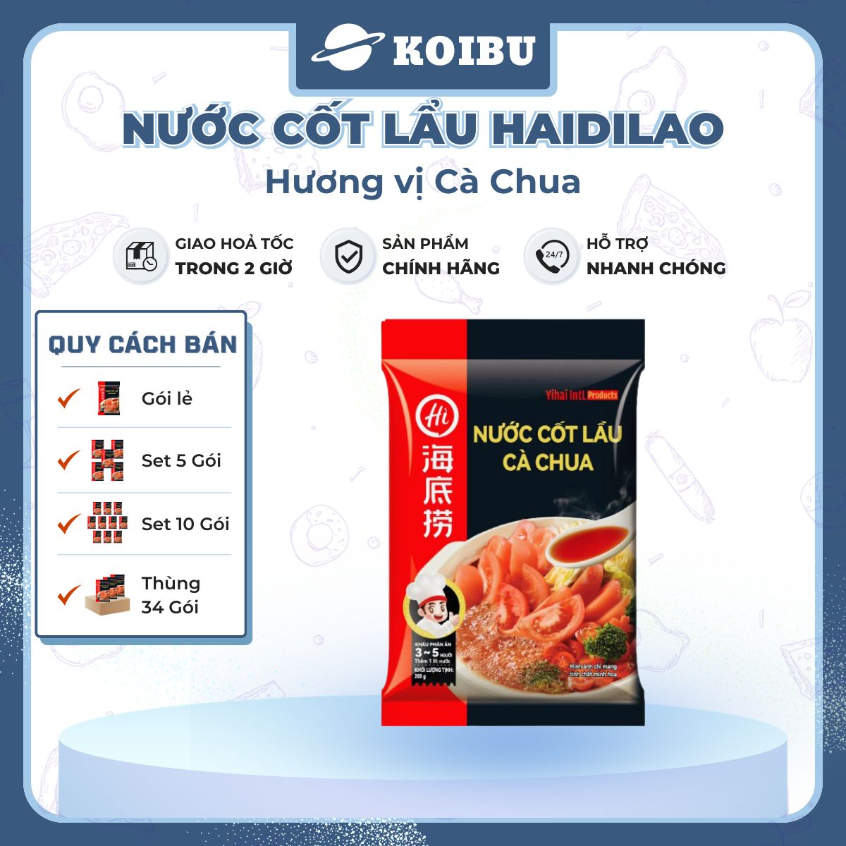 HAIDILAO – Nước cốt lẩu Haidilao hương vị cà chua, Haidilao nước cốt lẩu cà chua Haidilao - 200g/gói - 00883