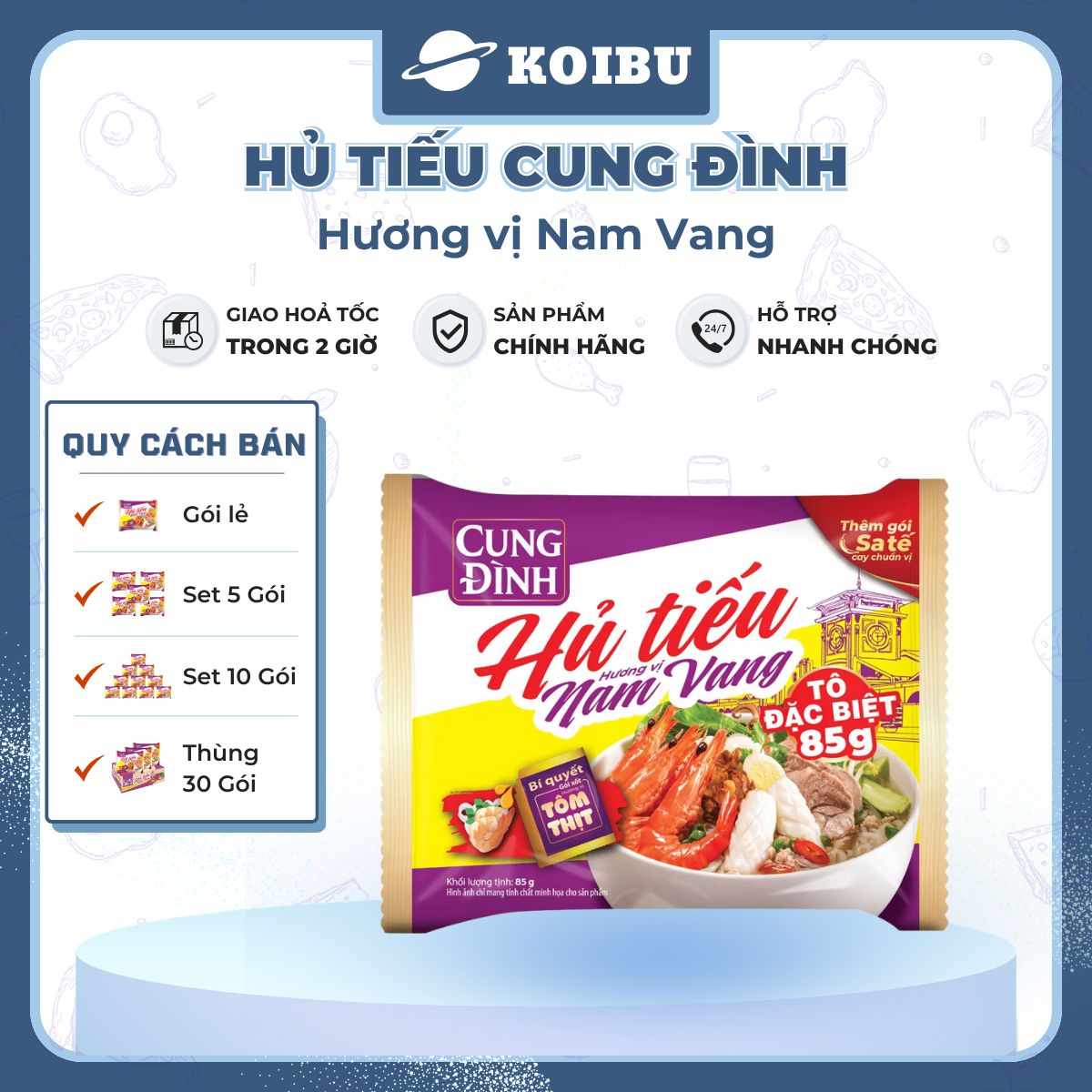 AFOTECH - Hủ Tiếu Cung Đình Nam vang, Hủ tíu Cung Đình Nam vang, Hủ tiếu Nam vang Cung Đình ăn liền - 83g/gói - 00317