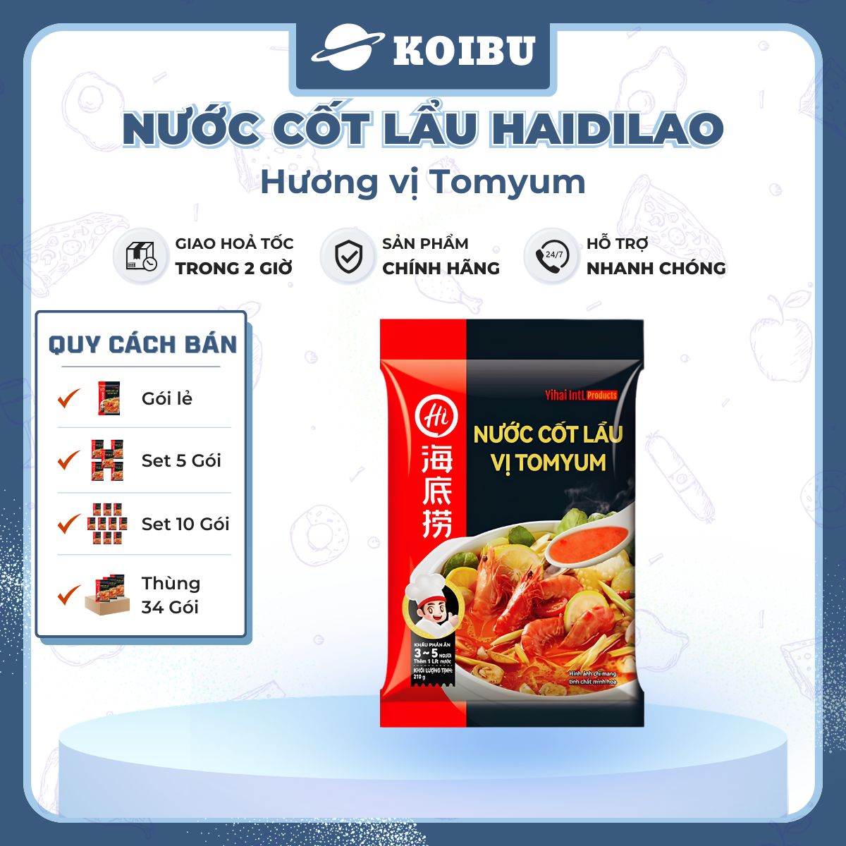 HAIDILAO - Nước cốt lẩu vị Tomyum Haidilao, nước cốt lẩu Thái Tomyum Haidilao, cốt lẩu Tomyum chua cay - 200g/gói - 00885