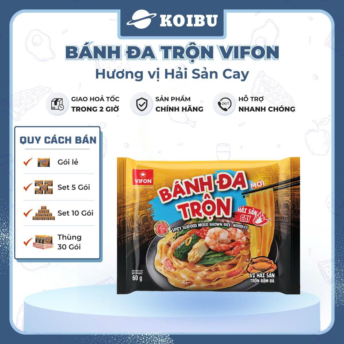 VIFON - Bánh đa trộn Vifon hương vị hải sản cay, bánh đa trộn hải sản cay Vifon, bánh đa ăn liền - 60g/gói - 00879