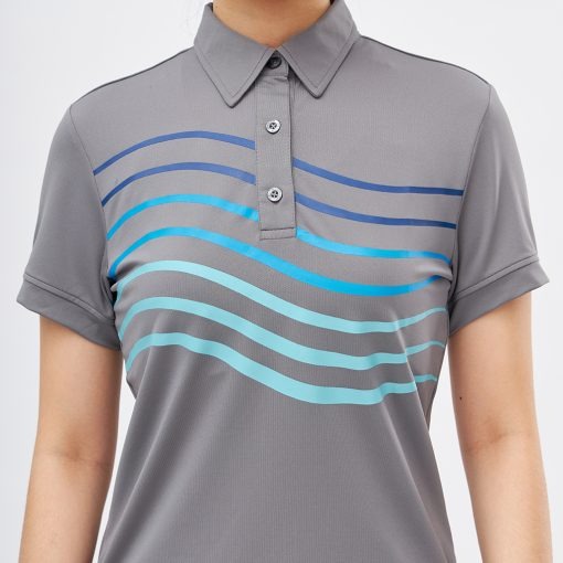 Áo Polo thể thao Nữ DRI-AIR in hình gợn sóng