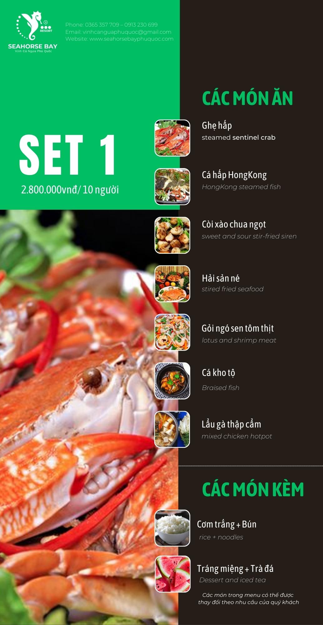 SET 1 - Khách đoàn 10 người - Loại Cao cấp