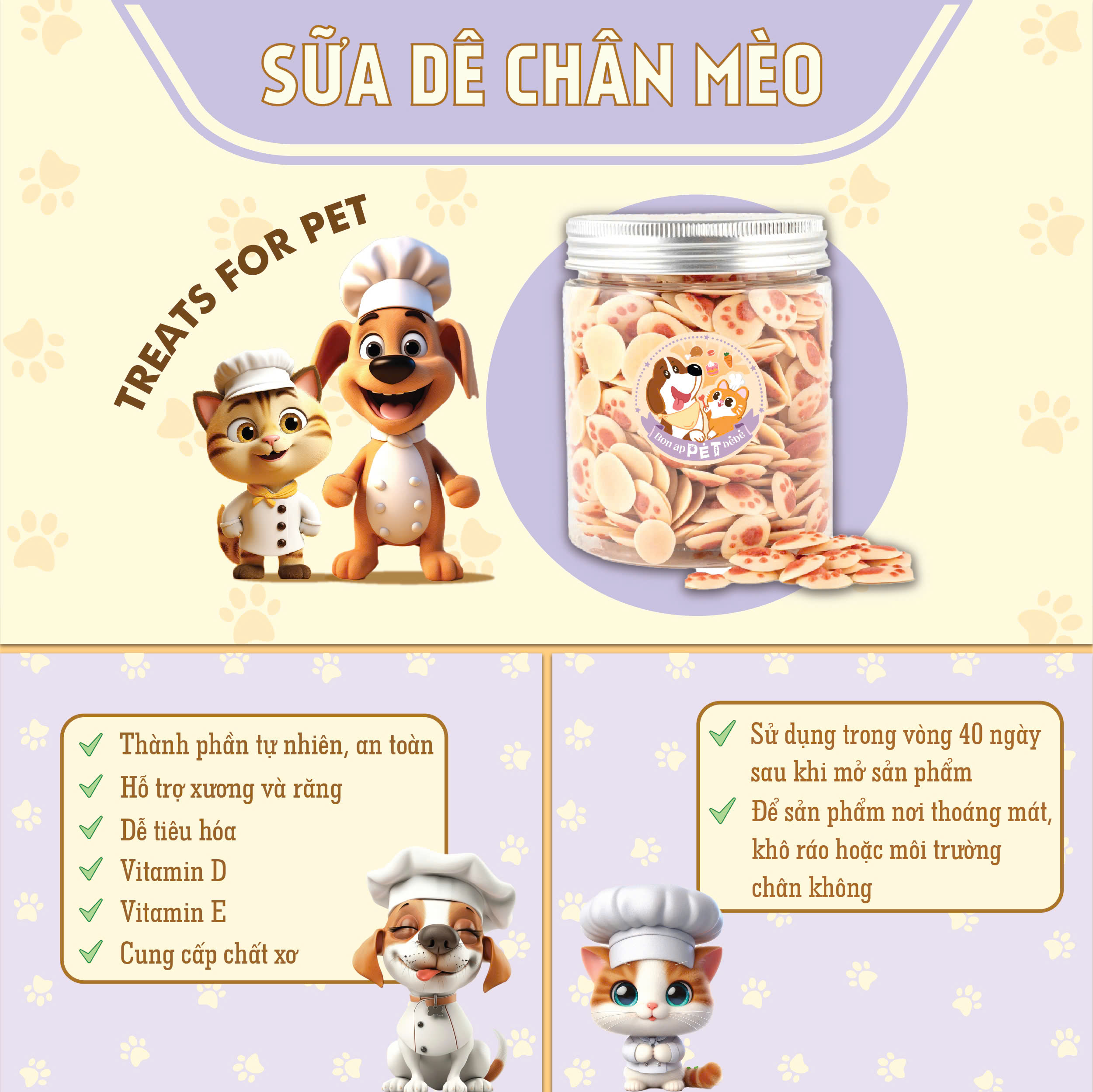 [COMBO TIẾT KIỆM] Ốp La Sữa Dê & Bánh Sữa Dê Chân Mèo