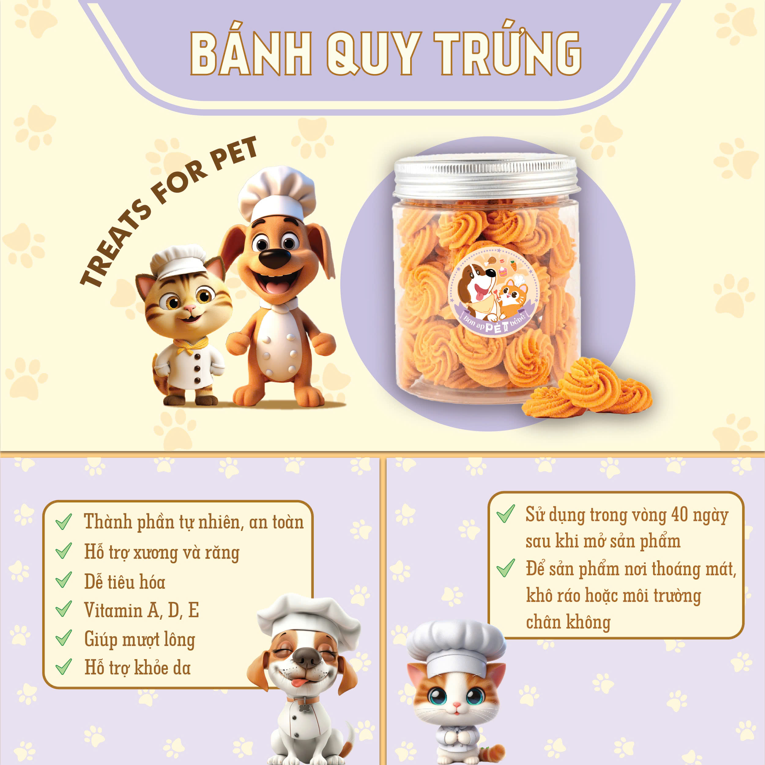 [SẢN PHẨM CẬN DATE] BÁNH QUY TRỨNG Snack bánh thưởng dành cho thú cưng