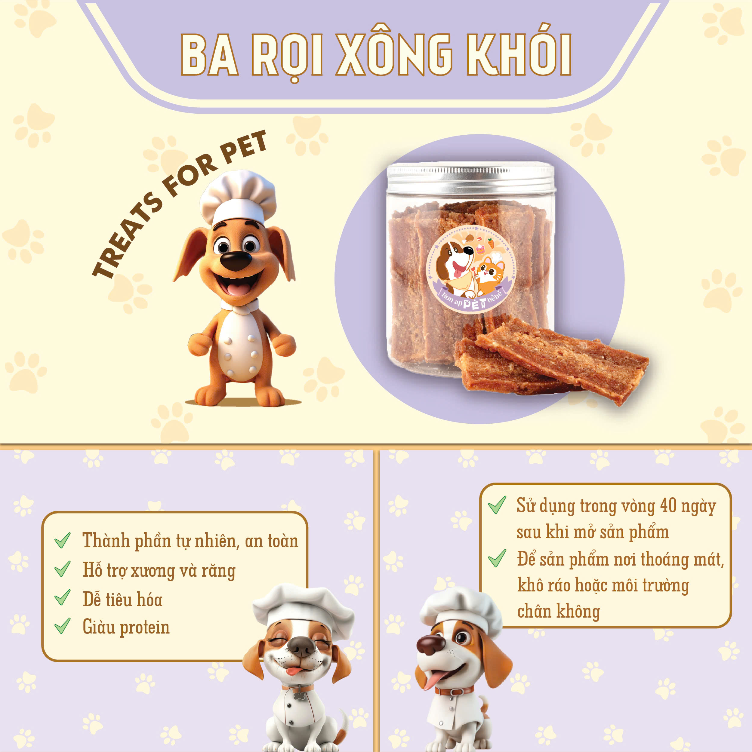 [SẢN PHẨM CẬN DATE] BA RỌI XÔNG KHÓI Snack bánh thưởng dành cho Cún