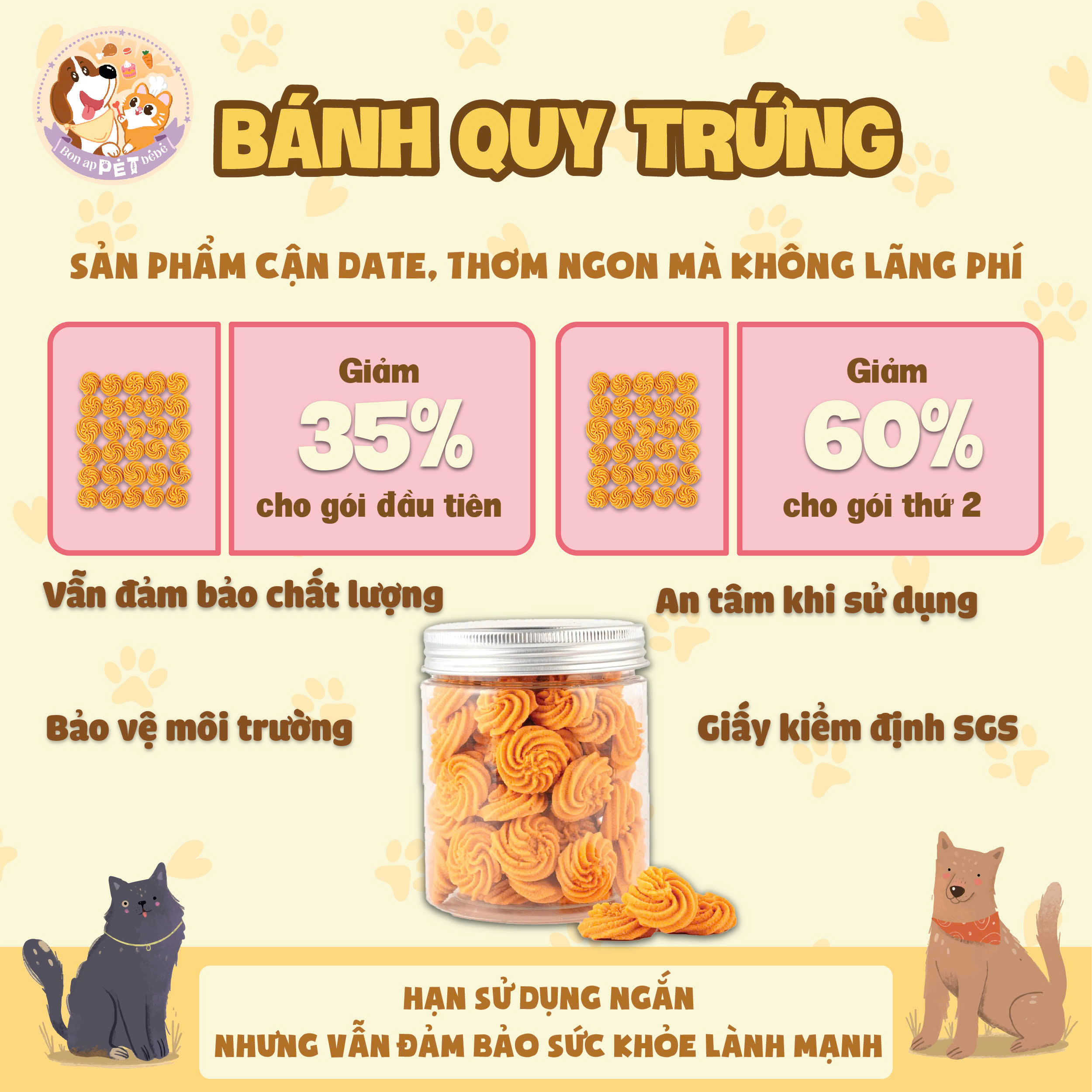 [SẢN PHẨM CẬN DATE] BÁNH QUY TRỨNG Snack bánh thưởng dành cho thú cưng