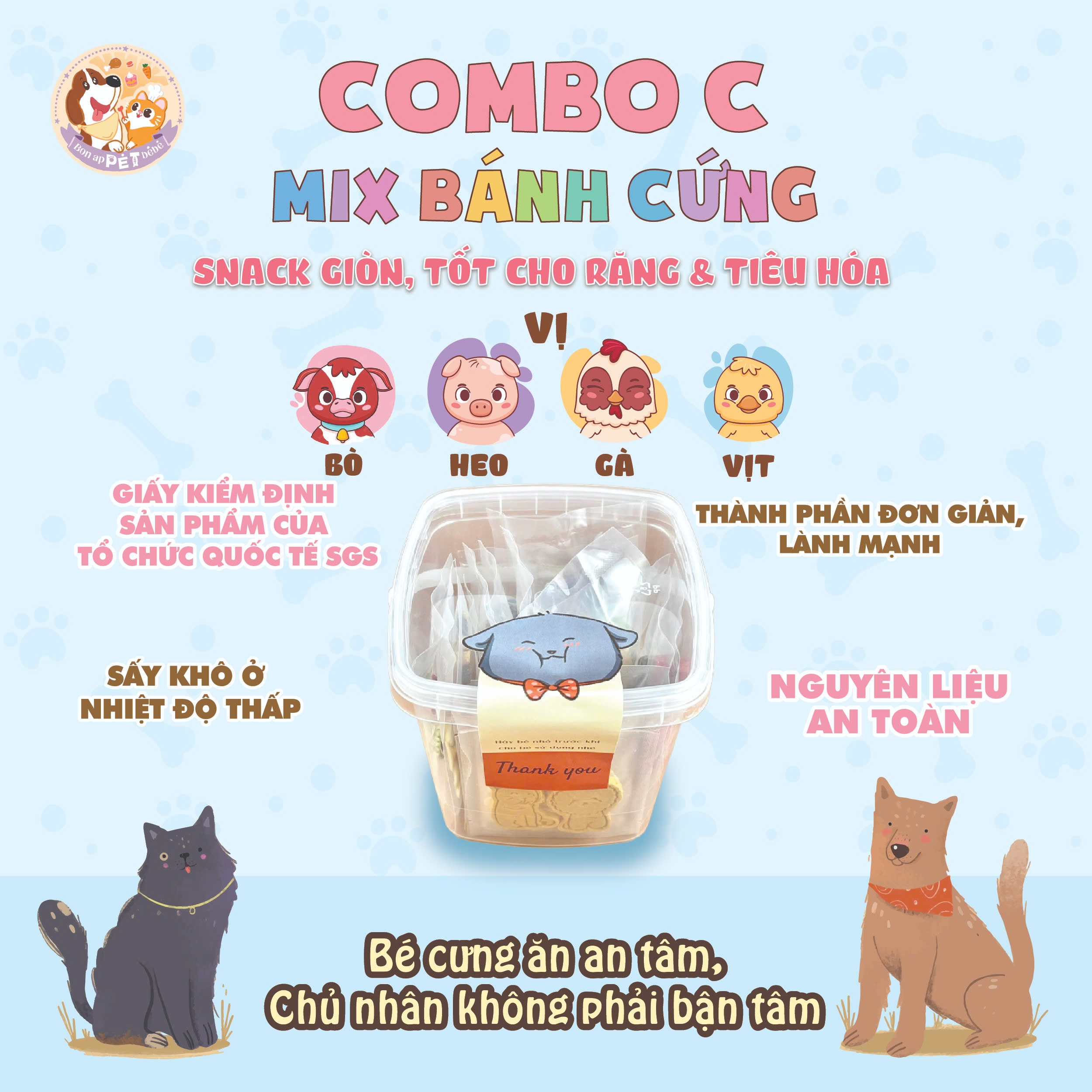 [COMBO BÁNH THƯỞNG MIX] Bon ApPÉT Bébé dành cho chó mèo