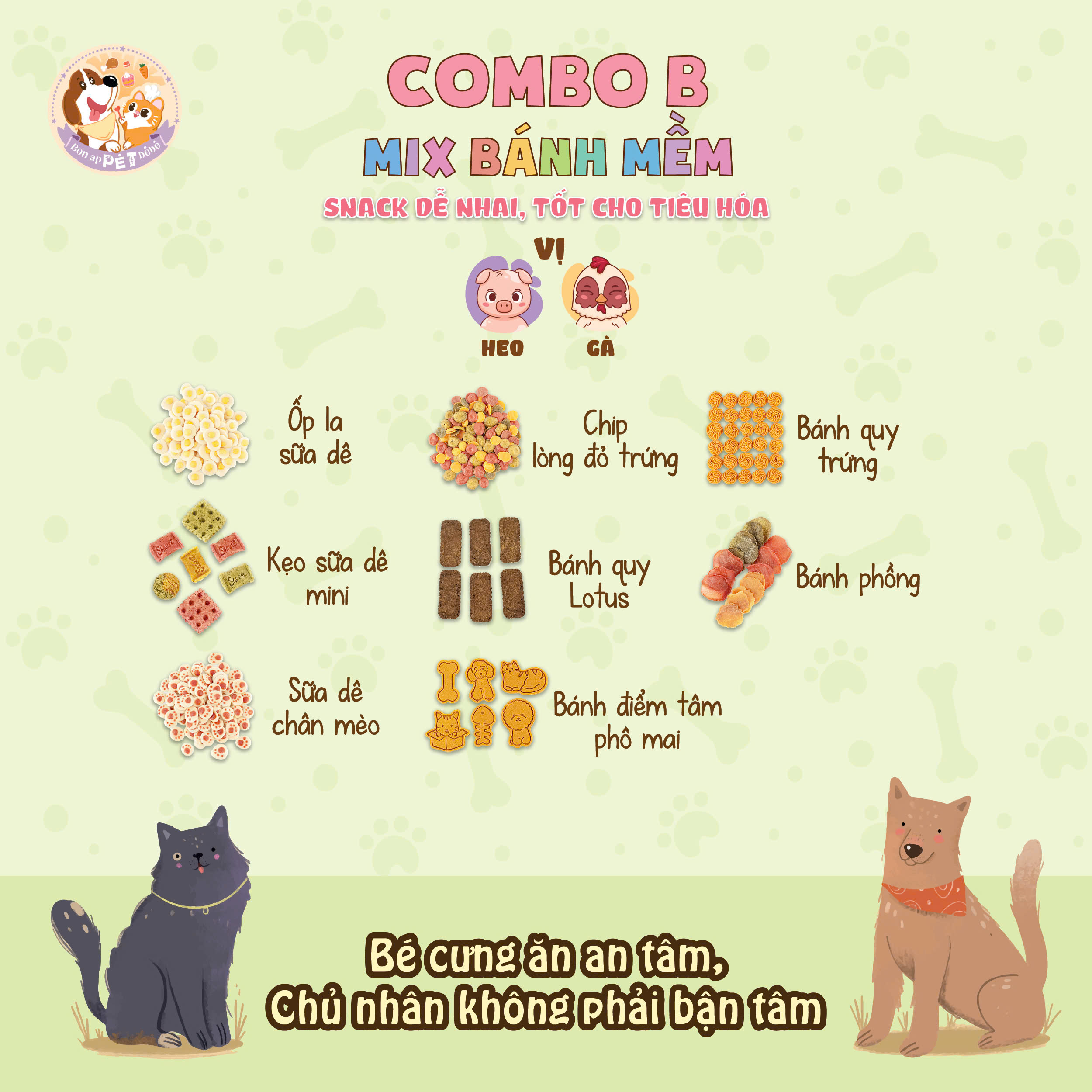 [COMBO BÁNH THƯỞNG MIX] Bon ApPÉT Bébé dành cho chó mèo