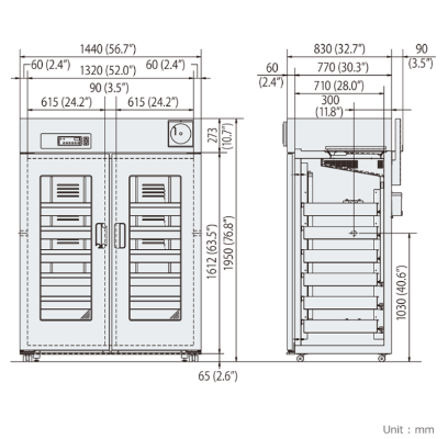 Tủ bảo quản túi máu, 4oC, 1301L, Model: MBR-1405GR, Hãng: PHCBi / Nhật Bản