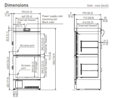 Tủ đông âm sâu -30oC, 479L, Model: MDF-MU539D, Hãng: PHCBi / Nhật Bản