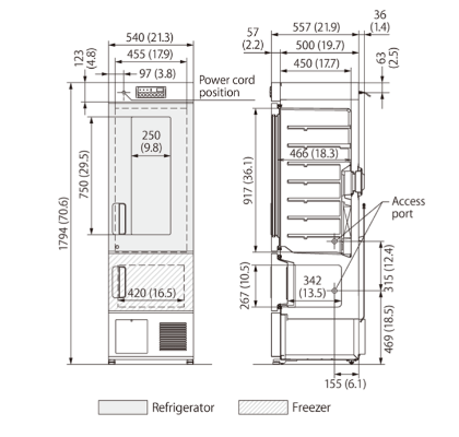 Tủ lạnh bảo quản 2~14oC có ngăn đông sâu -30oC, 176L/39L, Model: MPR-215F, Hãng: PHCBi / Nhật Bản