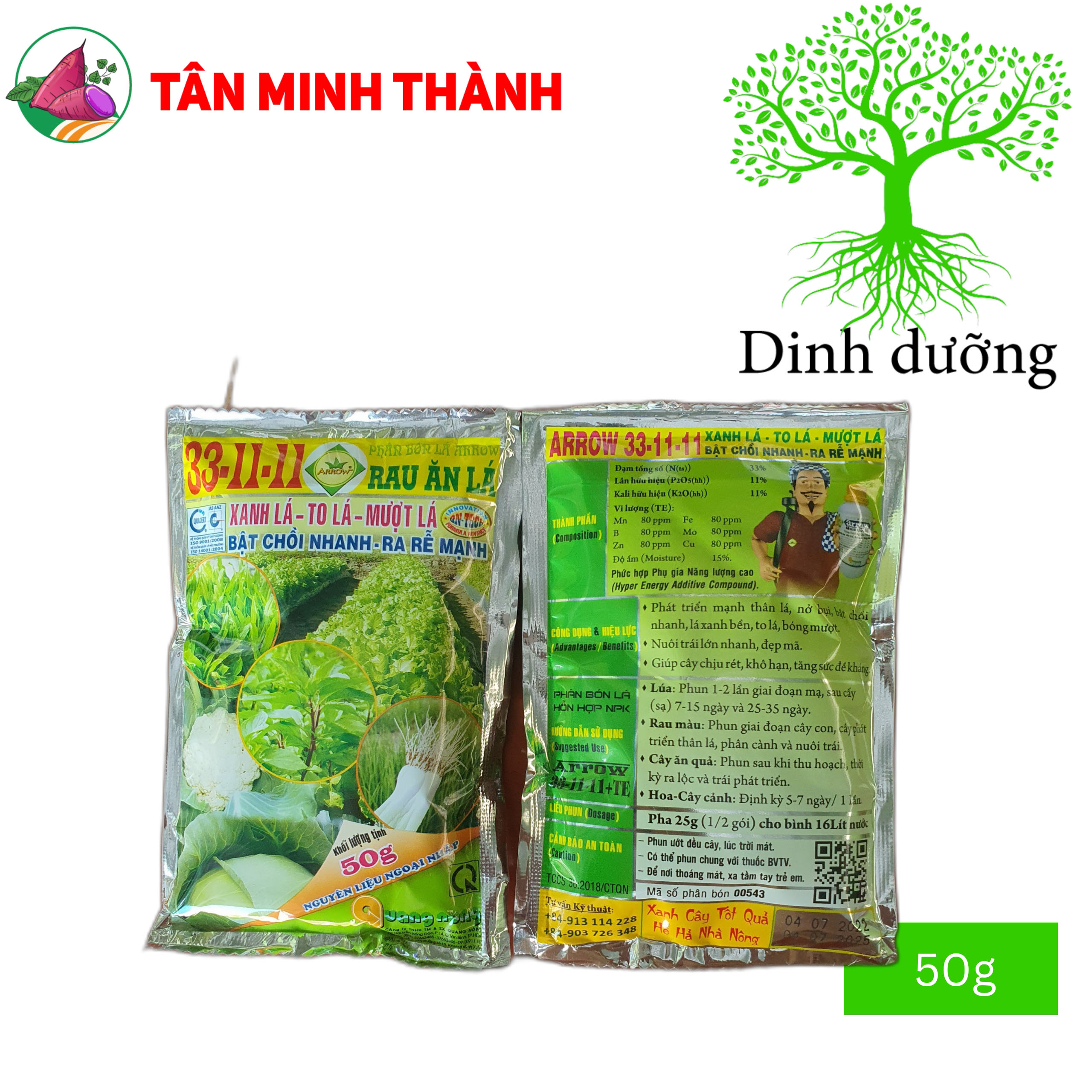 33-11-11 Arrow - Chuyên rau ăn lá giúp bật chồi nhanh, ra rễ mạnh, xanh lá, to lá, nở bụi, lớn thân