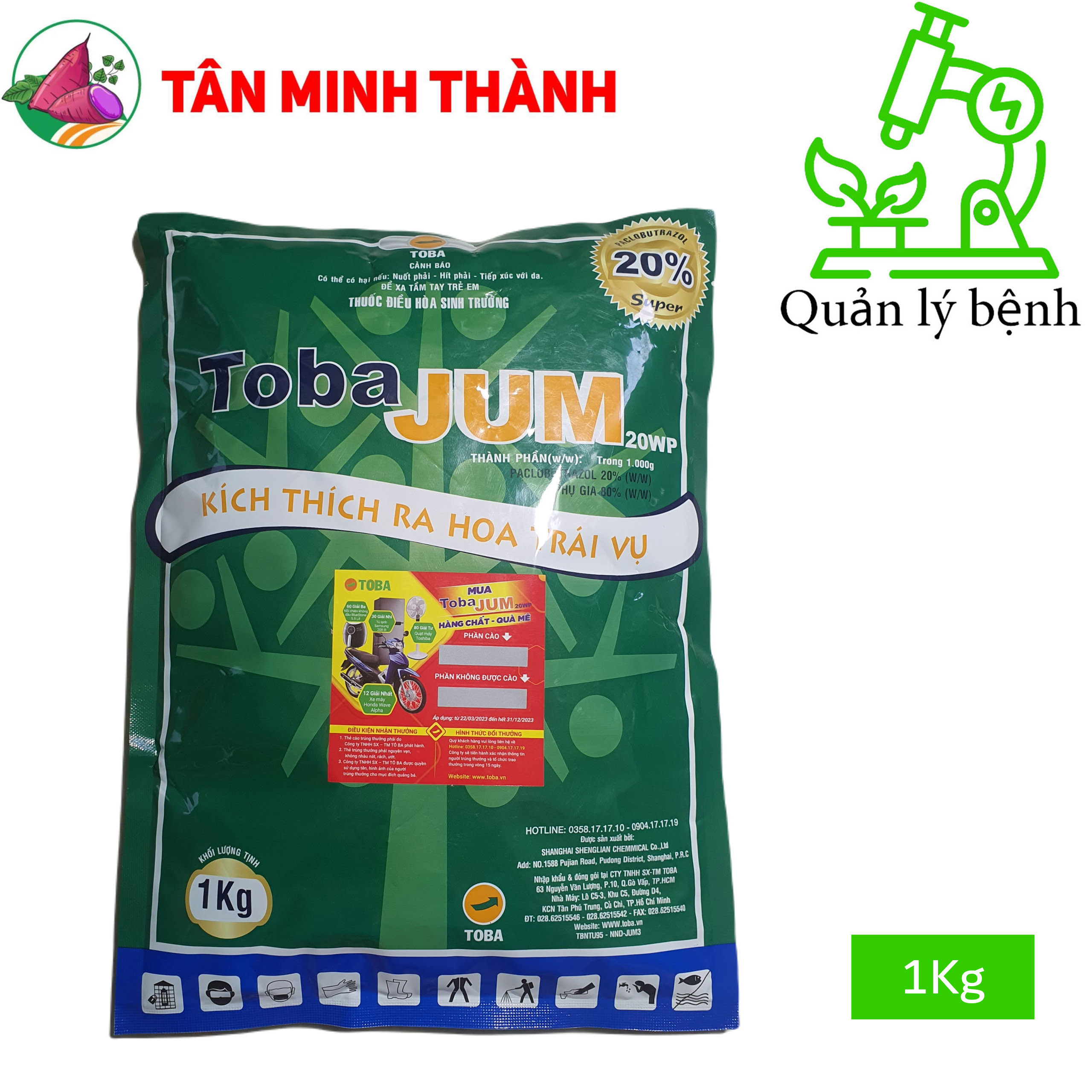 Toba Jum 20WP - Thuốc phân hóa mầm hoa, cứng cây, đứng dây, dày lá, ra hoa nhanh, đồng loạt