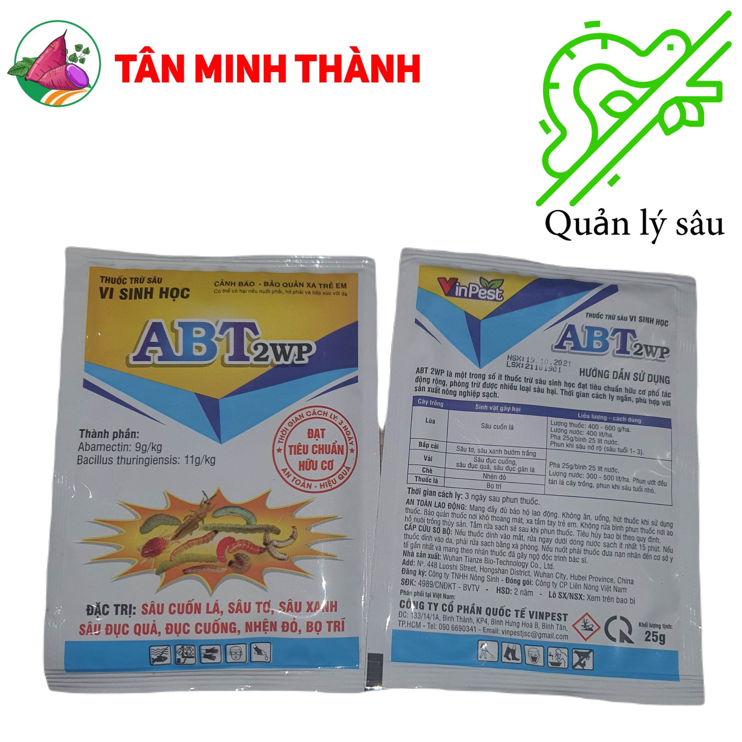 ABT 2WP - Thuốc trừ sâu cuốn lá, sâu tơ, sâu xanh, sâu đục quả, đục cuống, nhện đỏ, bỏ trĩ