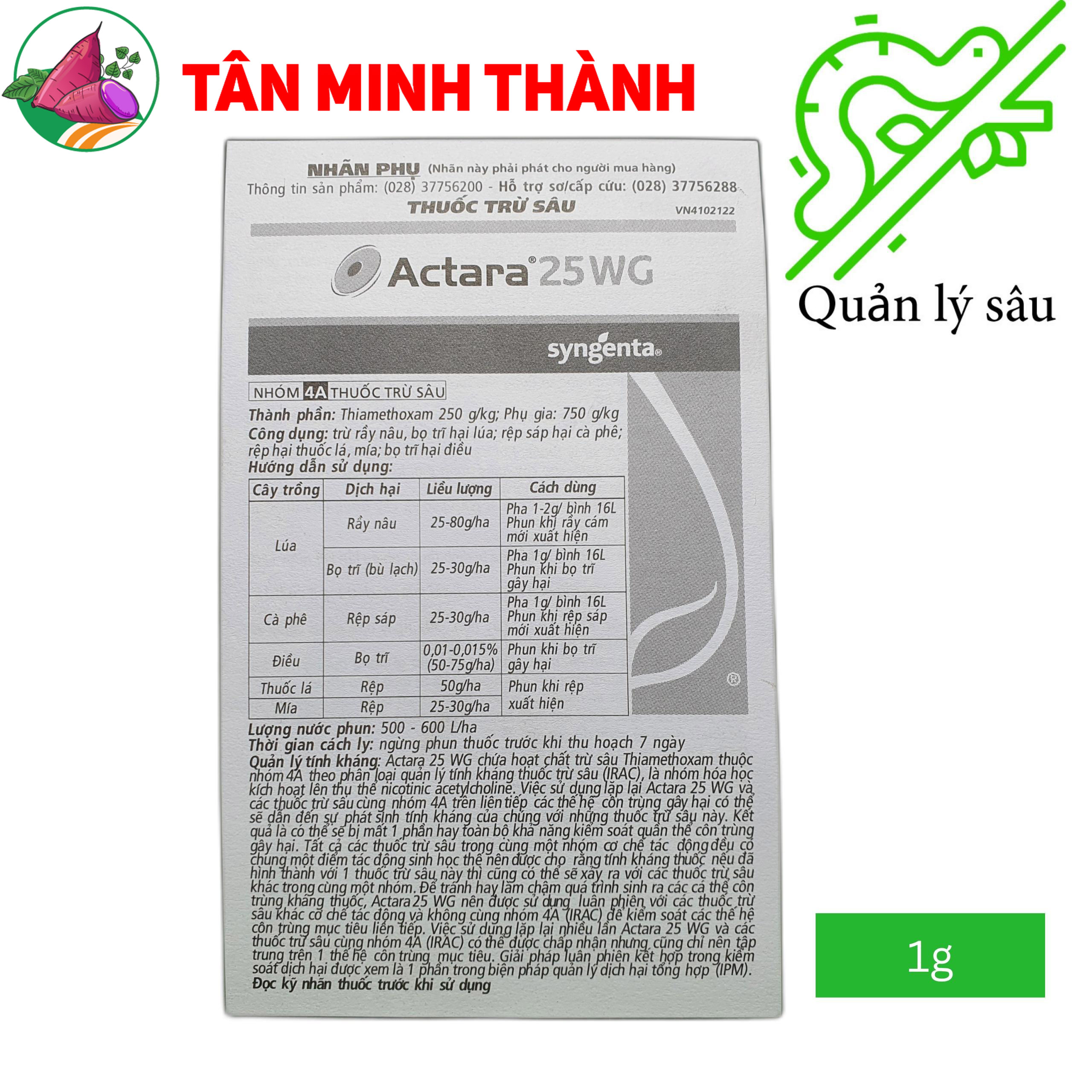 Actara 25WG - Thuốc đặc trị rầy nâu, bọ trĩ, bù lạch, rệp sáp, rầy mềm, rệp muội, rầy xanh