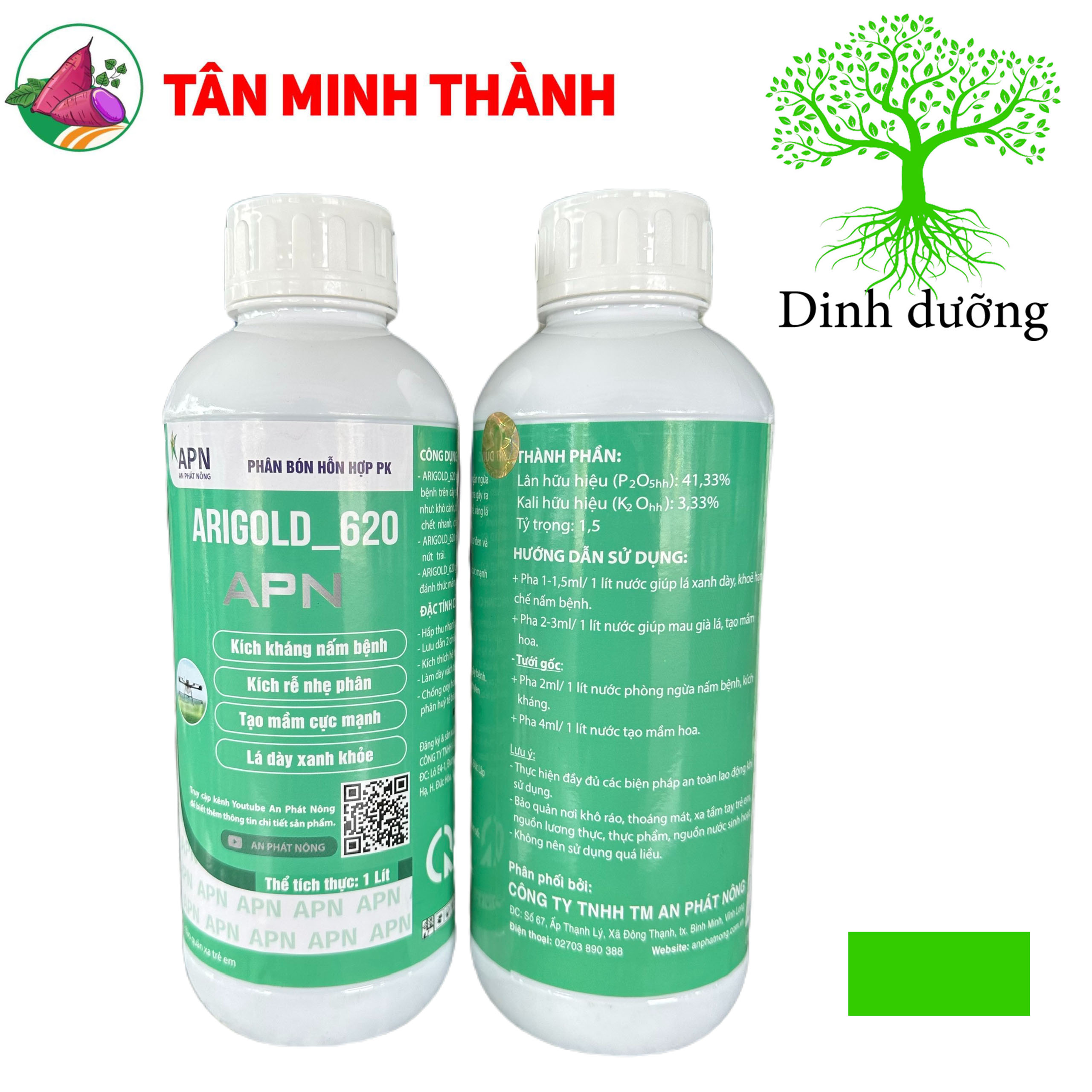 Agrigold 620 APN - Thuốc kích rễ, tạo mầm, xanh lá, dày lá, kích kháng nấm bệnh