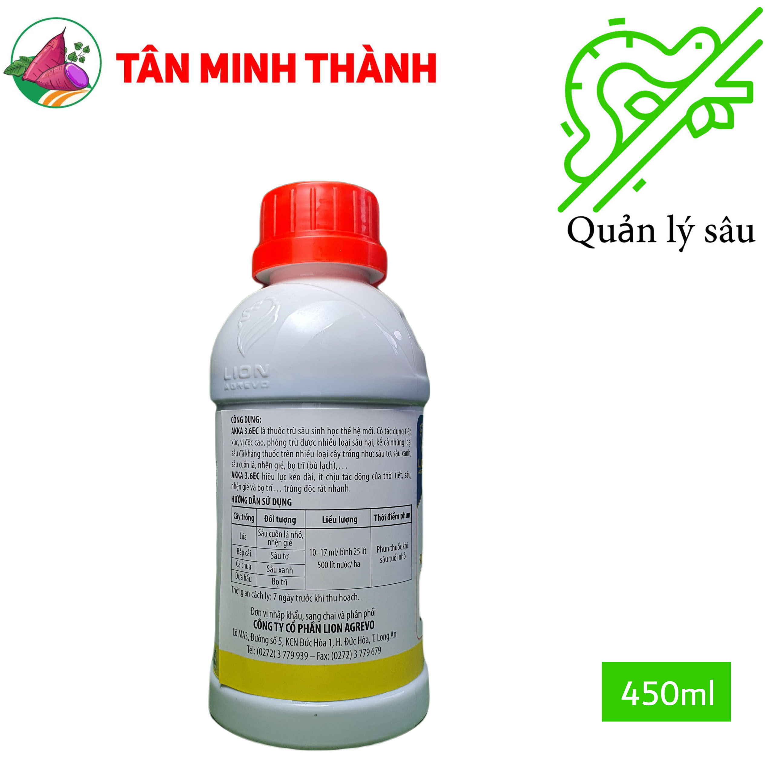 Akka 3.6EC - Thuốc trừ sâu sinh học đặc trị sâu cuốn lá, nhện gié, bọ trĩ, bù lạch, sâu tơ, sâu xanh
