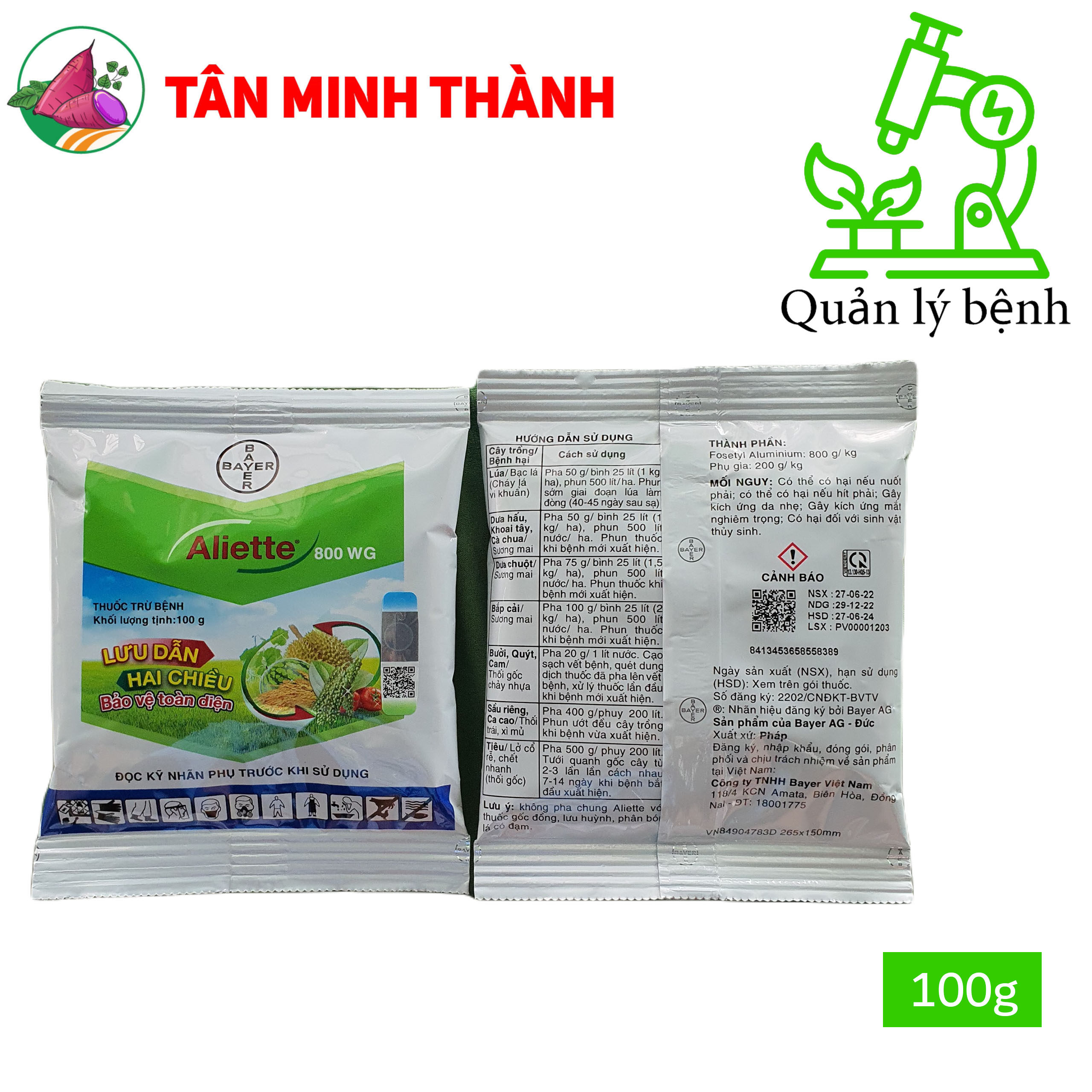 Aliette 800WG - Thuốc trừ bệnh vàng lá, sương mai, thối gốc, chảy nhựa, xì mủ, thối trái, lỏ cổ rễ