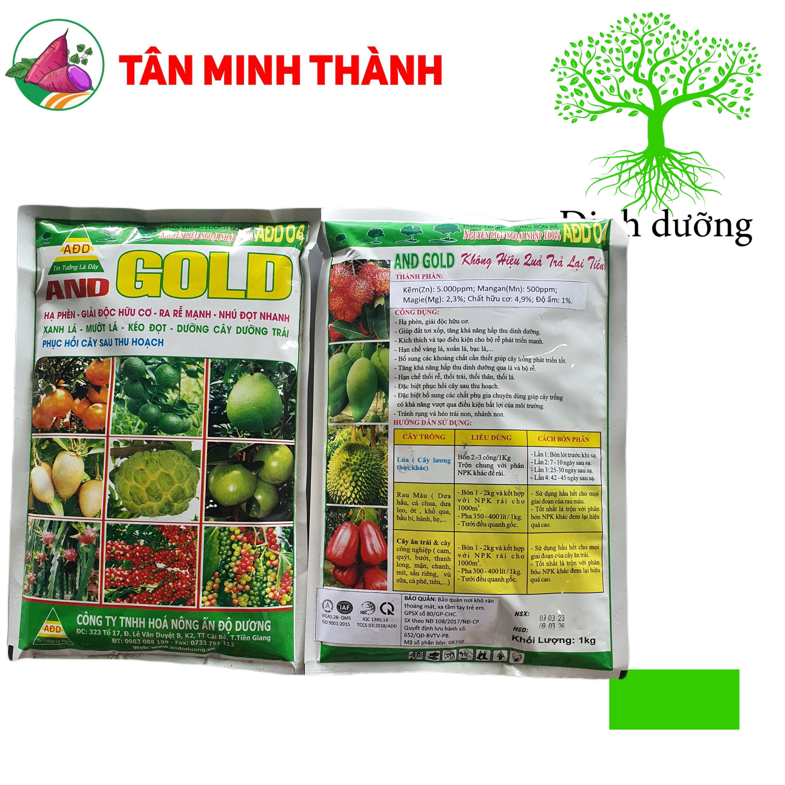 AND GOLD - Thuốc hạ phèn, giải độc hữu cơ, ra rễ mạnh, nhú đọt nhanh, kéo đọt