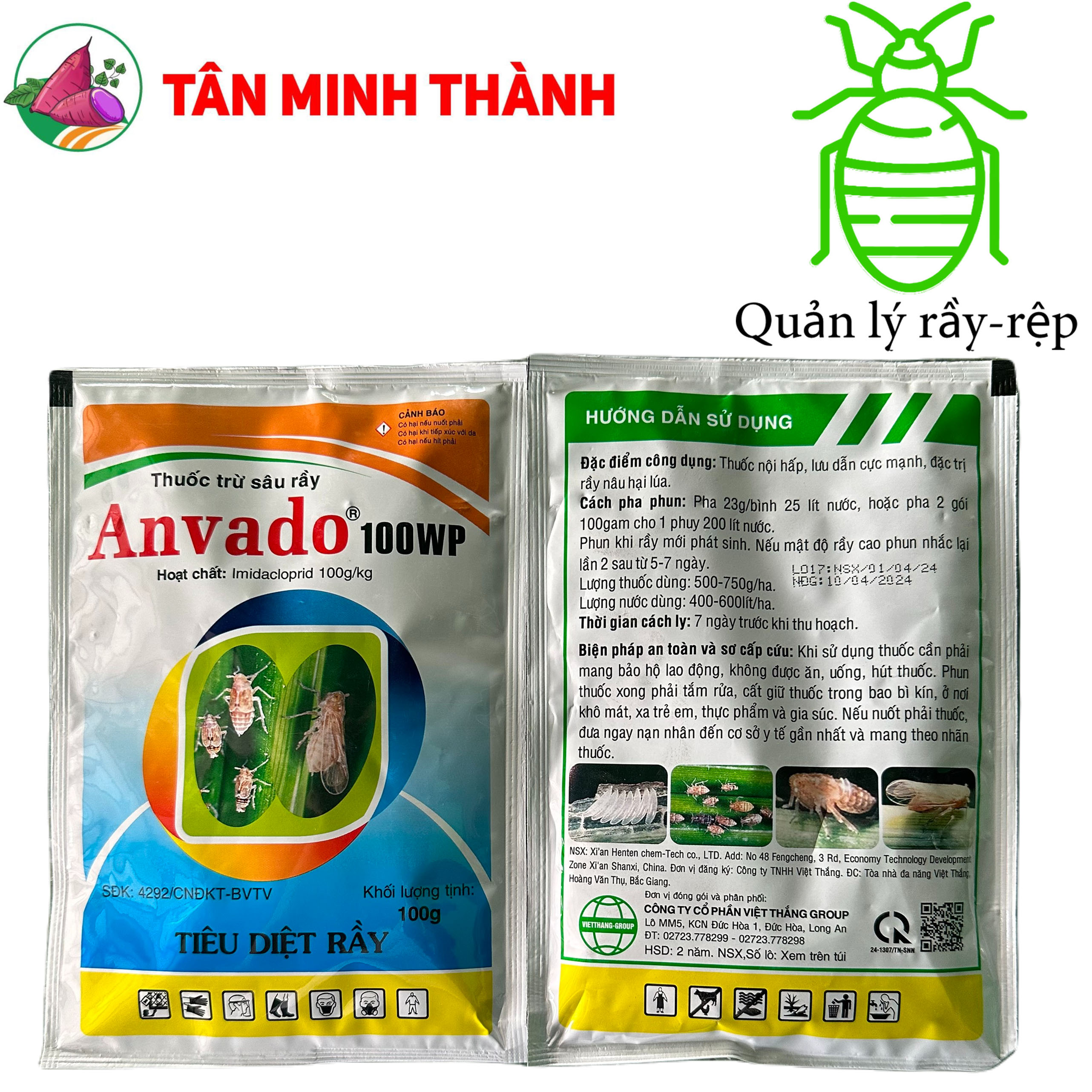 Anvado 100WP - Thuốc trừ rầy nâu, rầy xanh sầu riêng