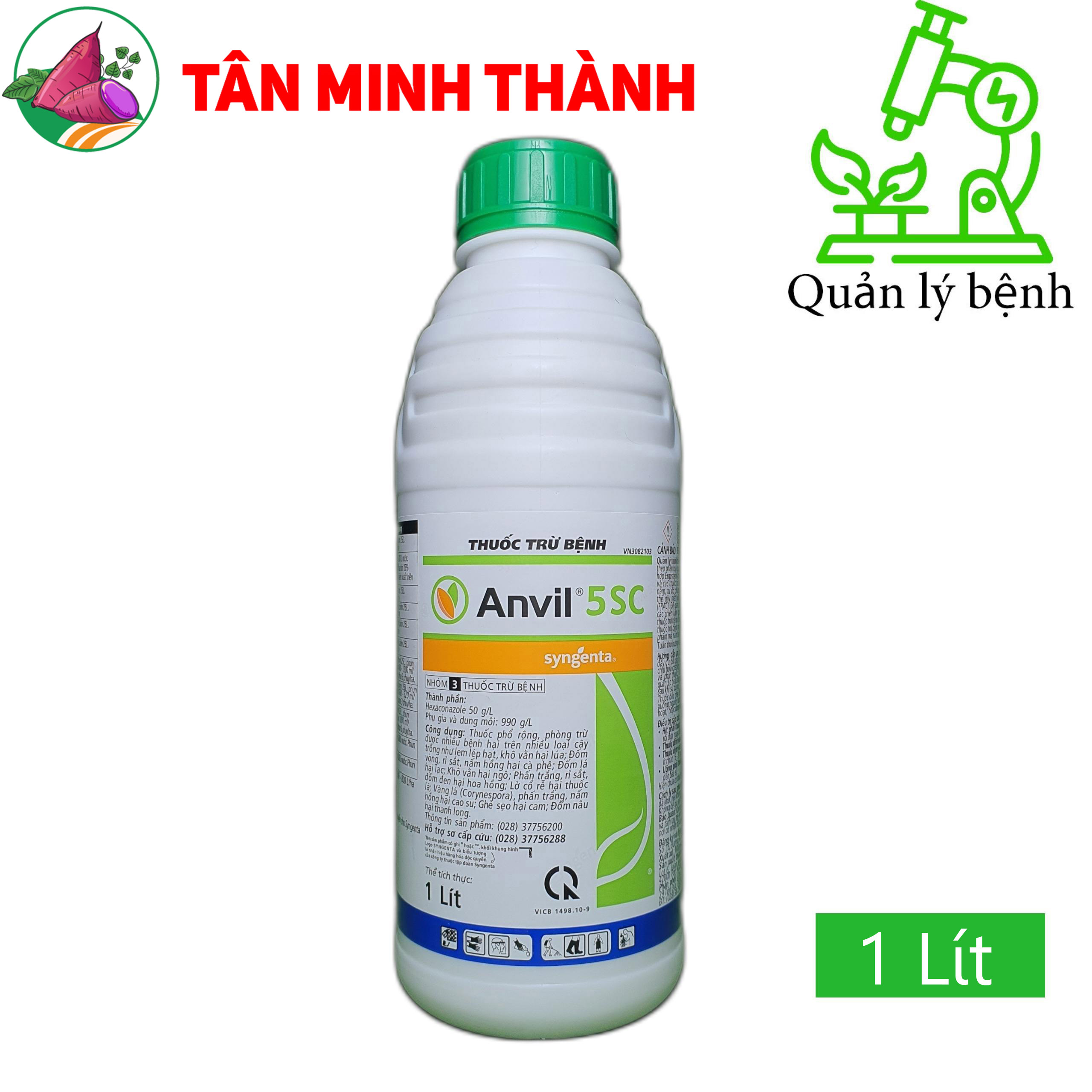 Anvil Syngenta 5SC - Thuốc trừ bệnh khô vằn, lem lép hạt, đốm vòng, rỉ sắt, nấm hồng, đốm lá, phấn trắng, lở cổ rễ, đốm nâu