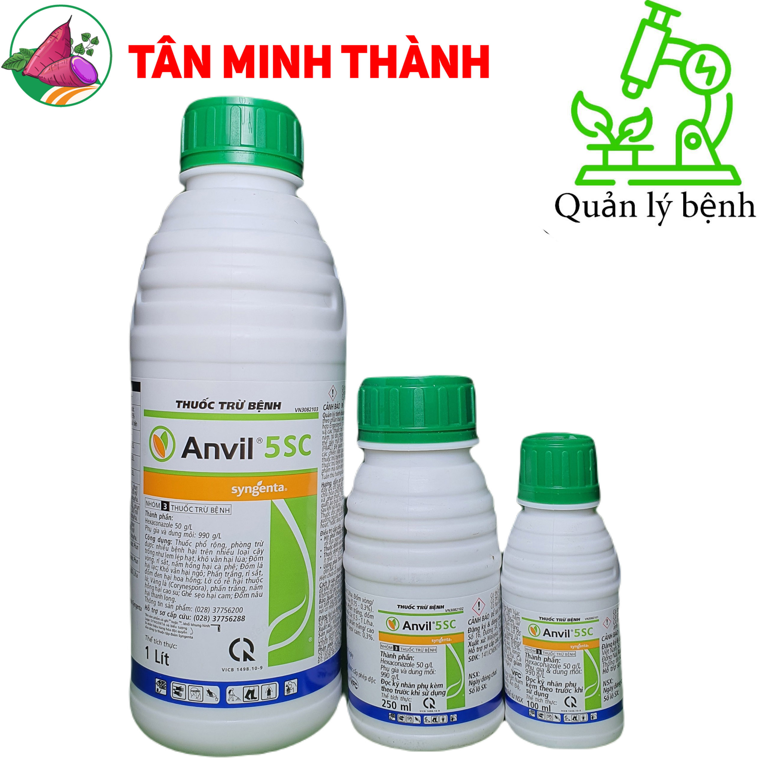 Anvil Syngenta 5SC - Thuốc trừ bệnh khô vằn, lem lép hạt, đốm vòng, rỉ sắt, nấm hồng, đốm lá, phấn trắng, lở cổ rễ, đốm nâu