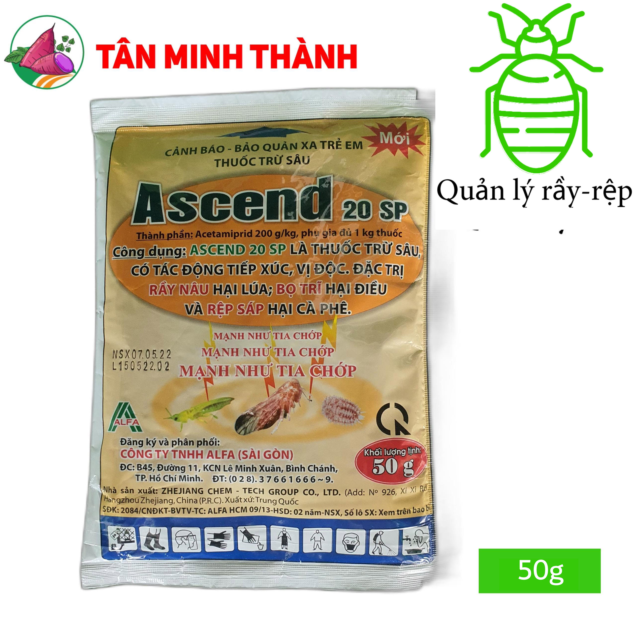Ascend 200SP - Thuốc đặc trị rầy nâu, bọ trĩ, rệp sáp, rầy xanh, rầy mềm, rệp muội, bù lạch, rầy phấn trắng, rầy bông