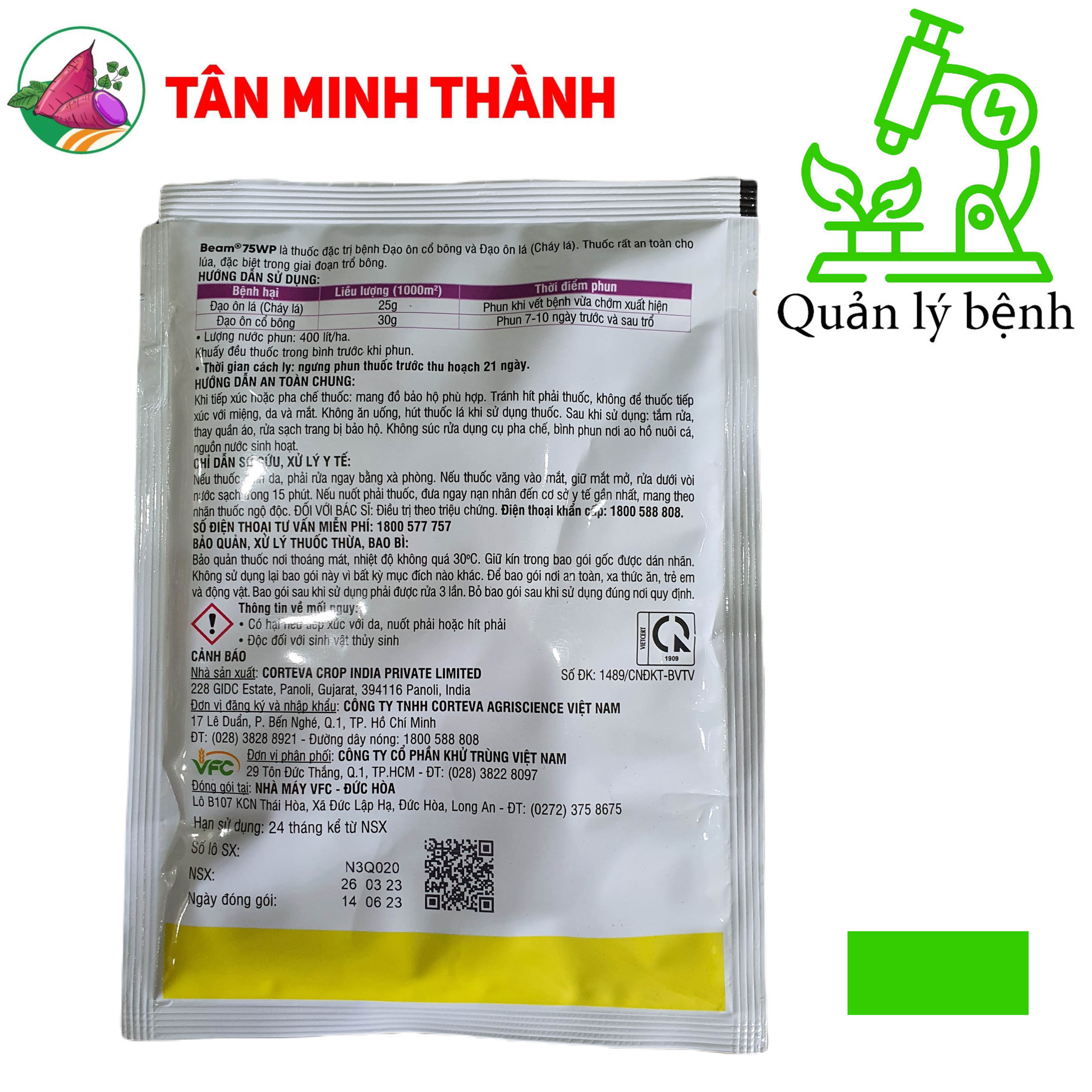 Beam 75WP - Thuốc đặc trị đạo ôn lá, đạo ôn cổ bông