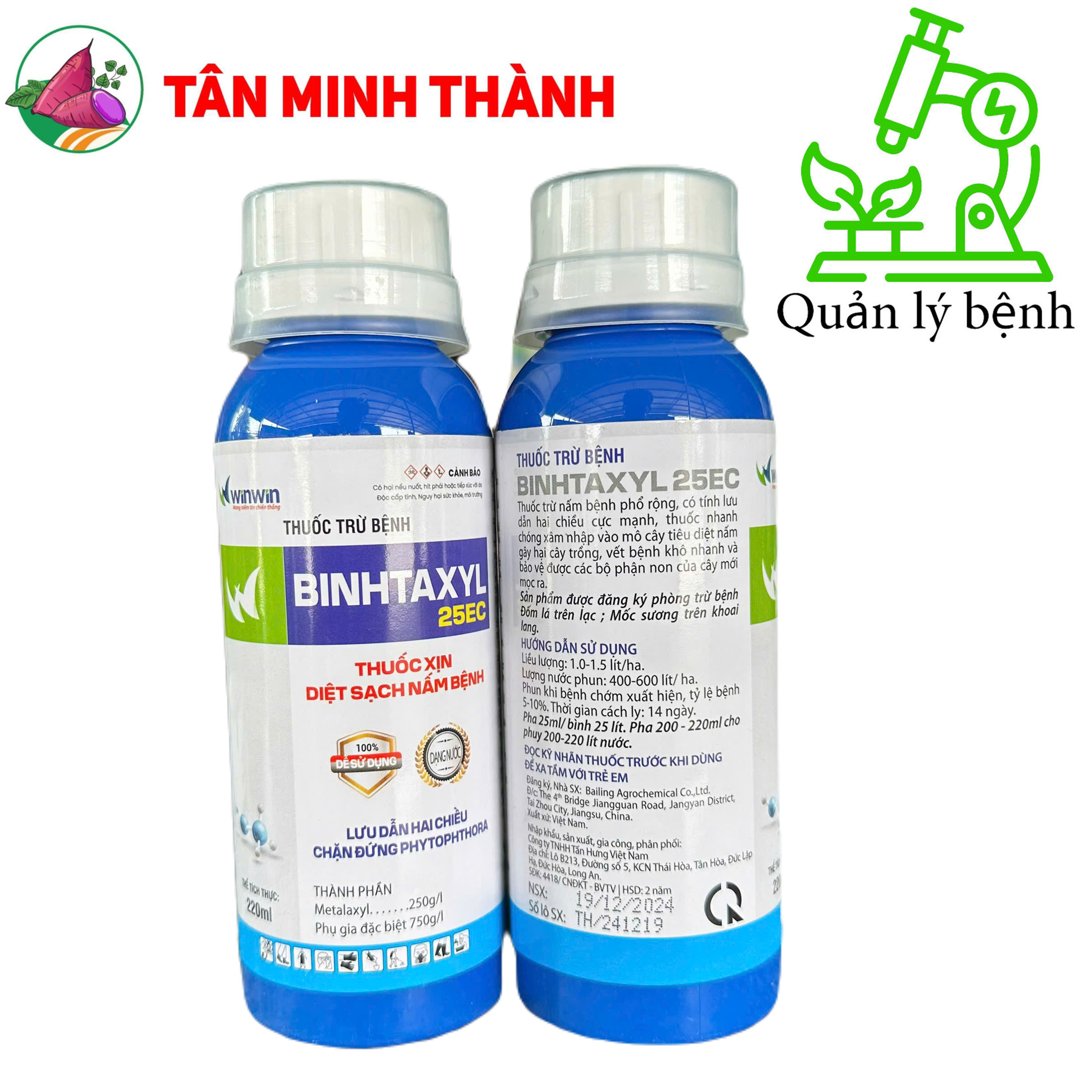 Binhtaxyl 25EC - Thuốc đặc trị đốm lá, mốc sương, thối trái, chết cây con
