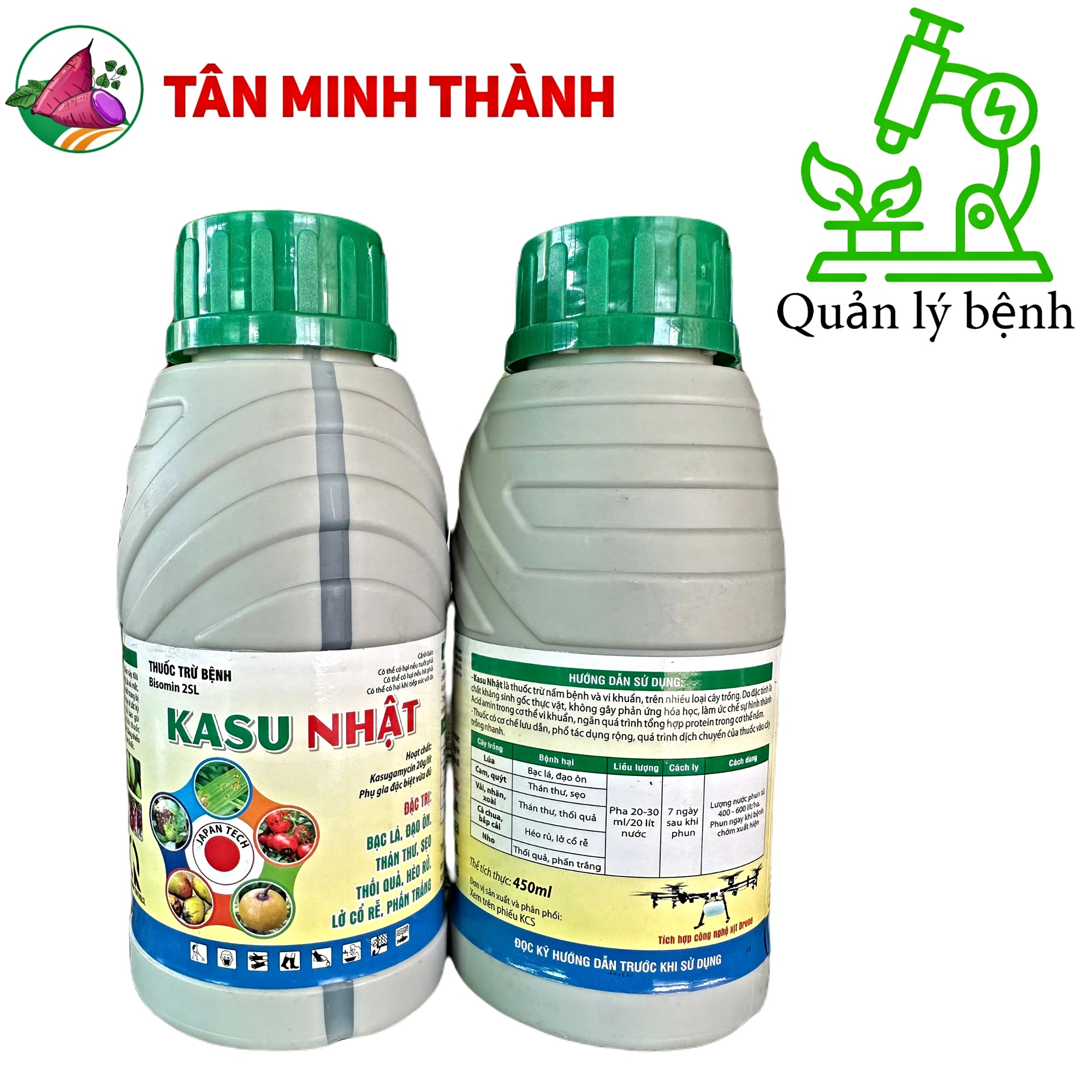 Bisomin 2SL Kasu Nhật - Thuốc bạc lá, đạo ôn, thán thư, sẹo, thối quả, héo rủ, lở cổ rễ, phấn trắng