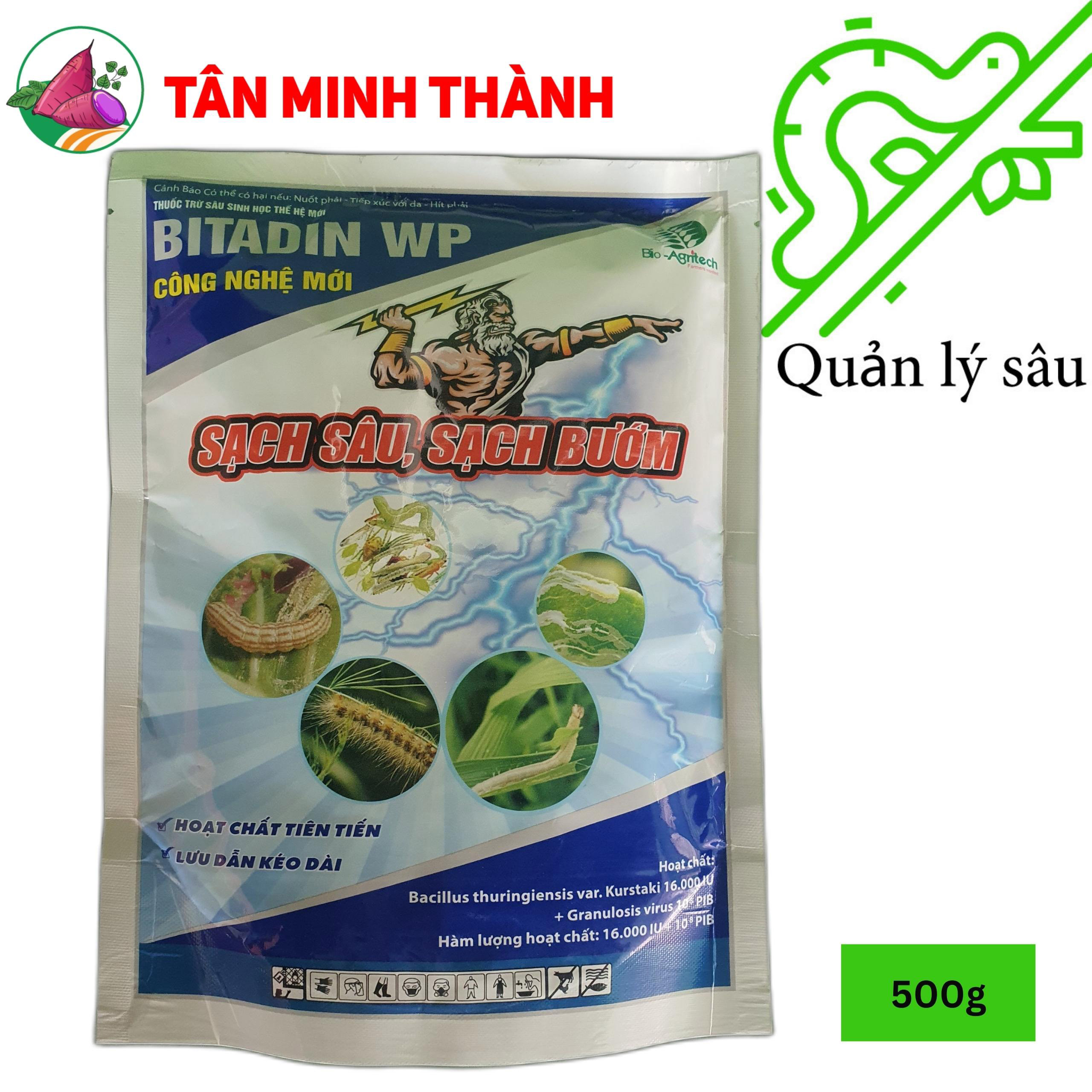Bitadin wp - Thuốc trừ sâu sinh học sâu ăn lá, sâu tơ, sâu xanh, sâu khoang, sâu ống hành không chết cá