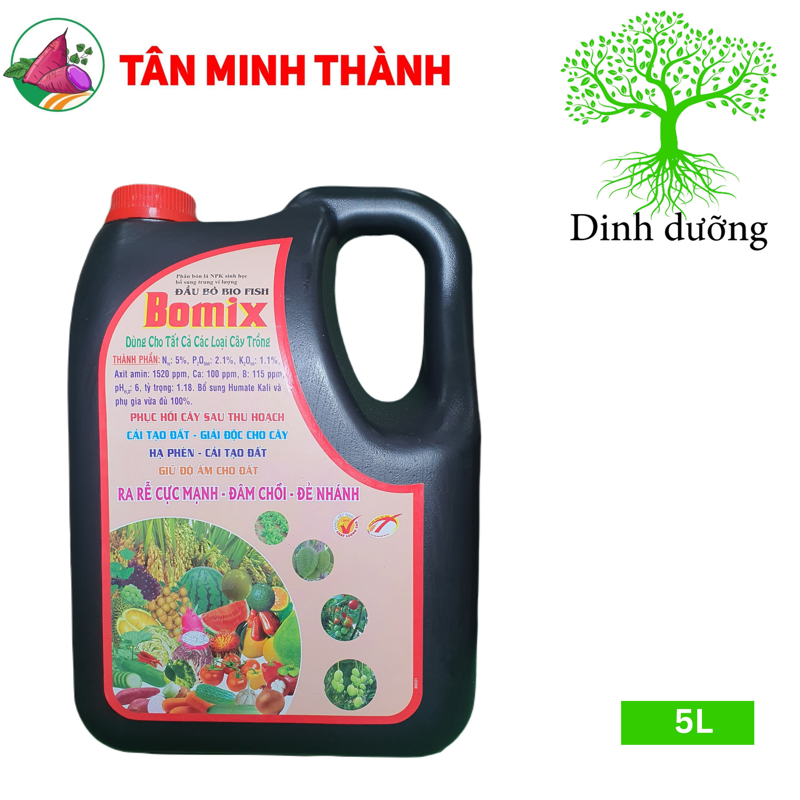 Bomix Bio Fish Đầu Bò - Thuốc kích rễ, bung chồi, đẻ nhánh, đậu trái, chín đồng loạt, cải tạo đất, hạ phèn