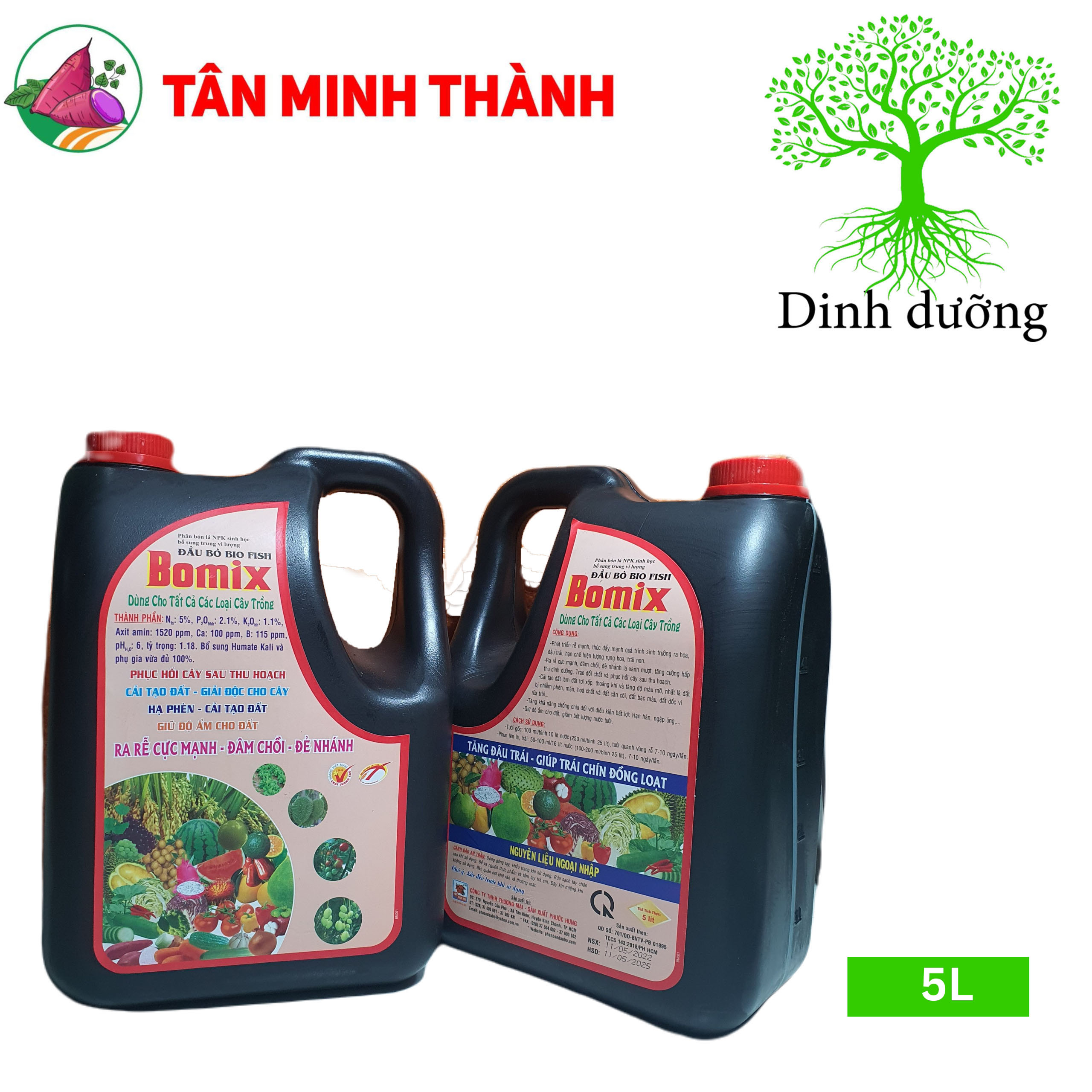 Bomix Bio Fish Đầu Bò - Thuốc kích rễ, bung chồi, đẻ nhánh, đậu trái, chín đồng loạt, cải tạo đất, hạ phèn