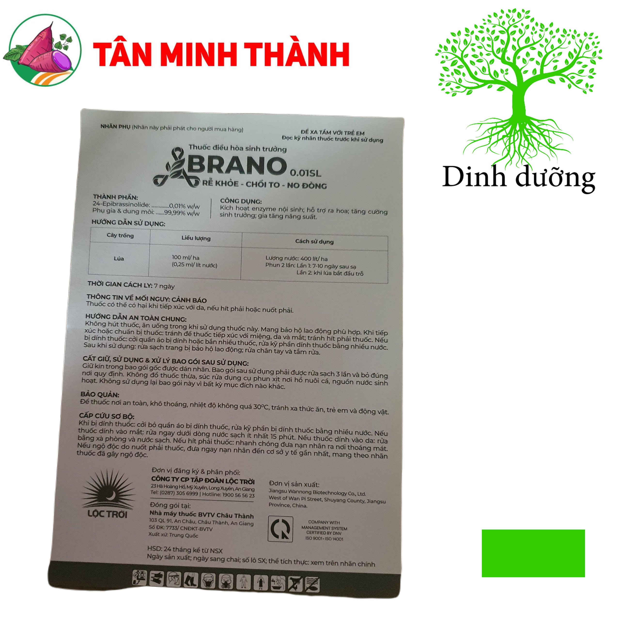 Brano 0.01SL - Lộc Trời - Thuốc kích thích ra rễ, chồi to, no đồng, ra hoa